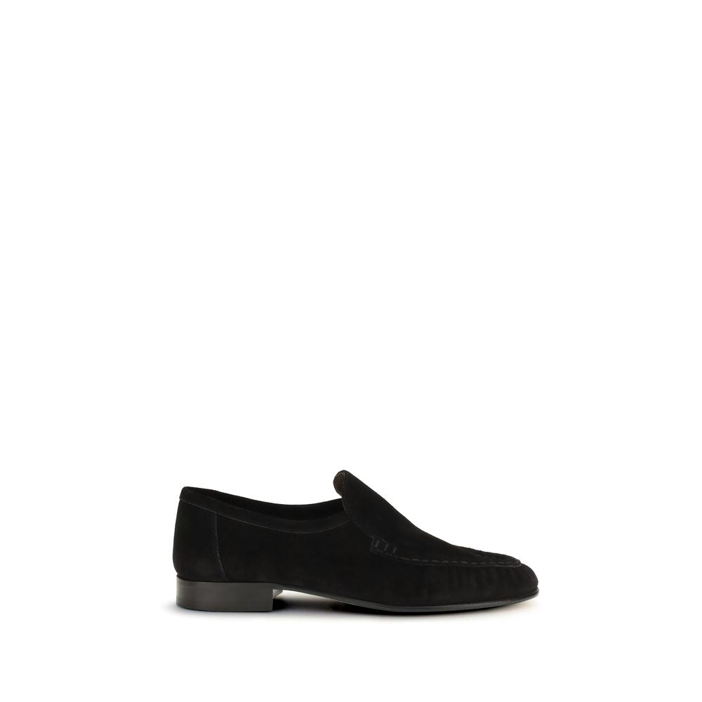 The Row Black Suede Leather Slip-On Women's Loafers