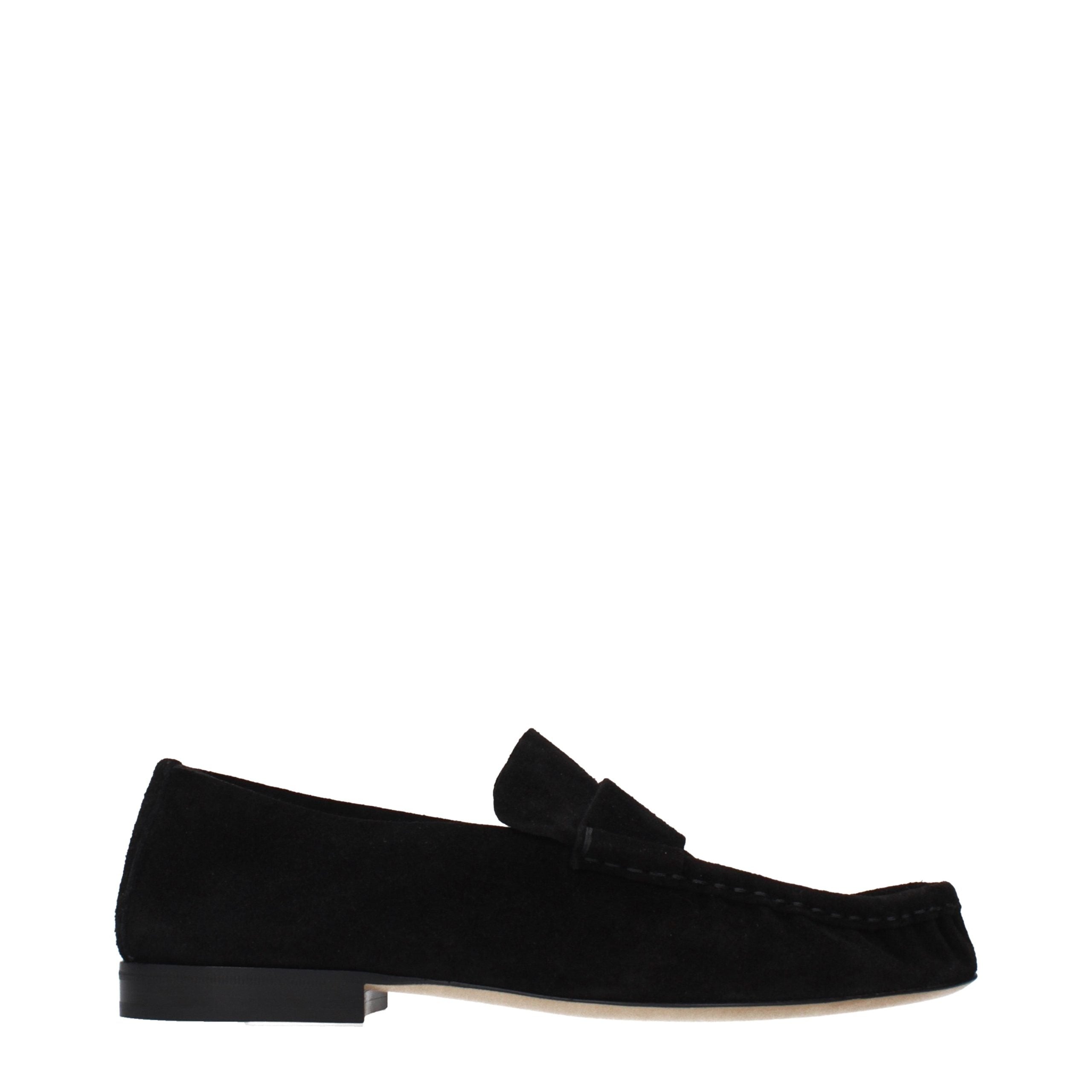 The Row Black Leather Slip-On Women's Loafers