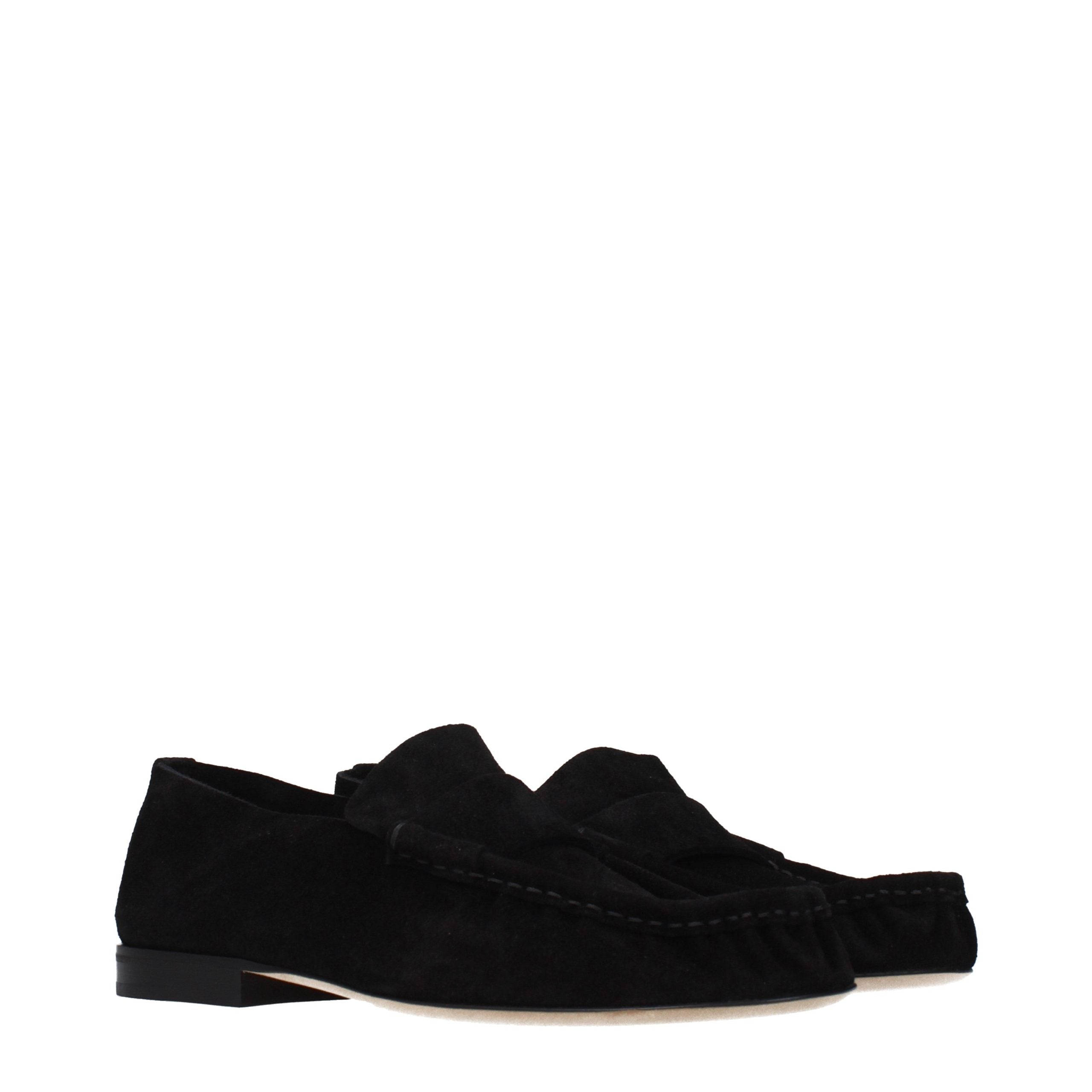 The Row Black Leather Slip-On Women's Loafers