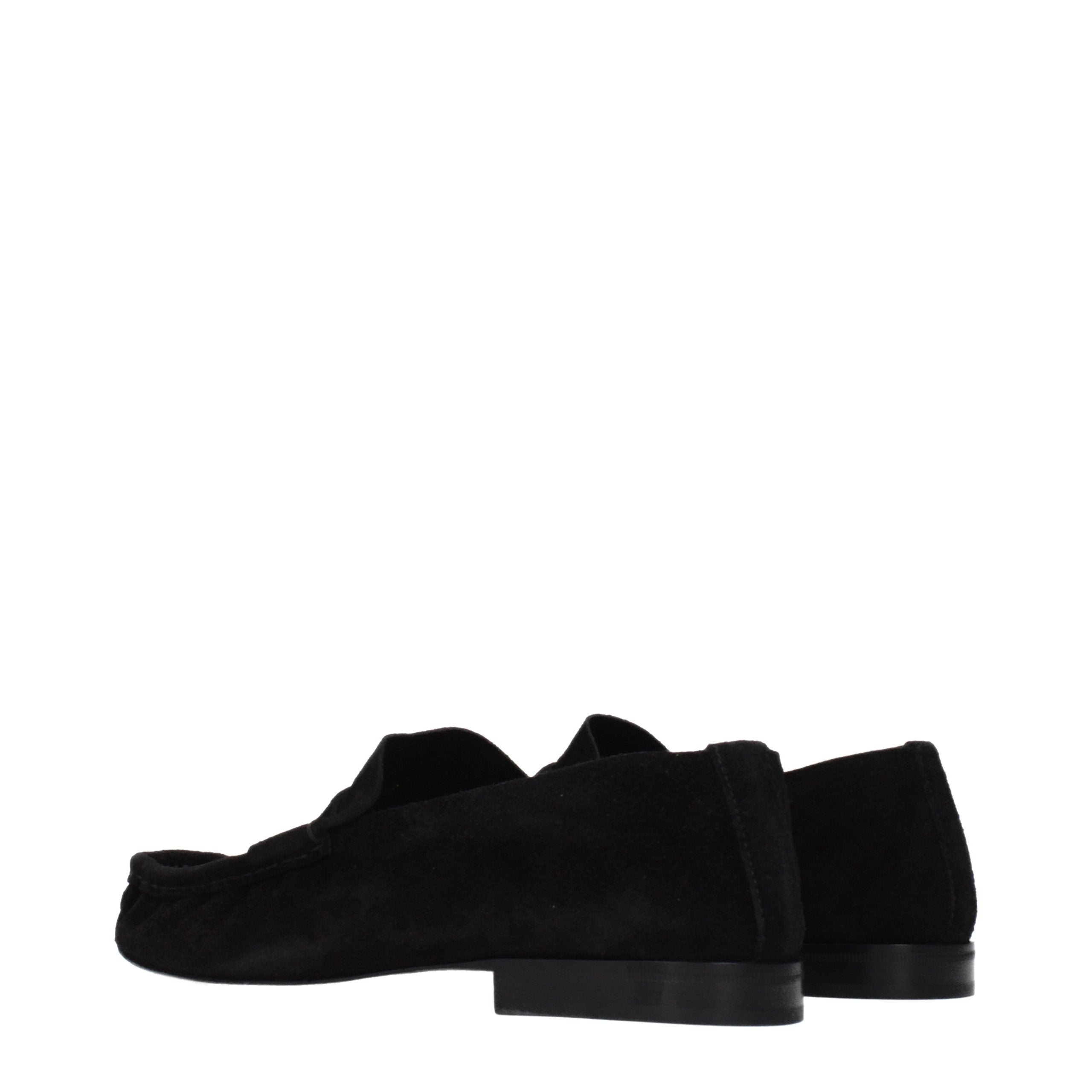 The Row Black Leather Slip-On Women's Loafers
