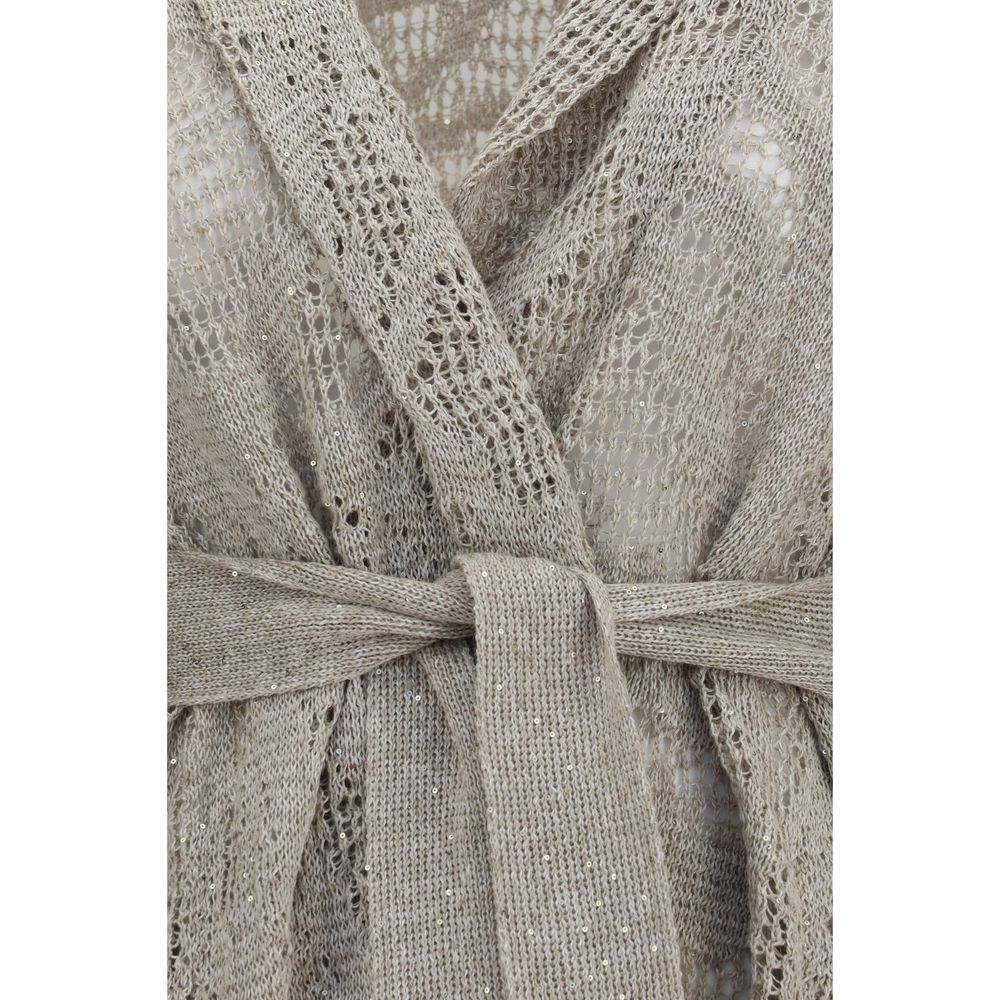 Brunello Cucinelli Beige Linen Women's Cardigan