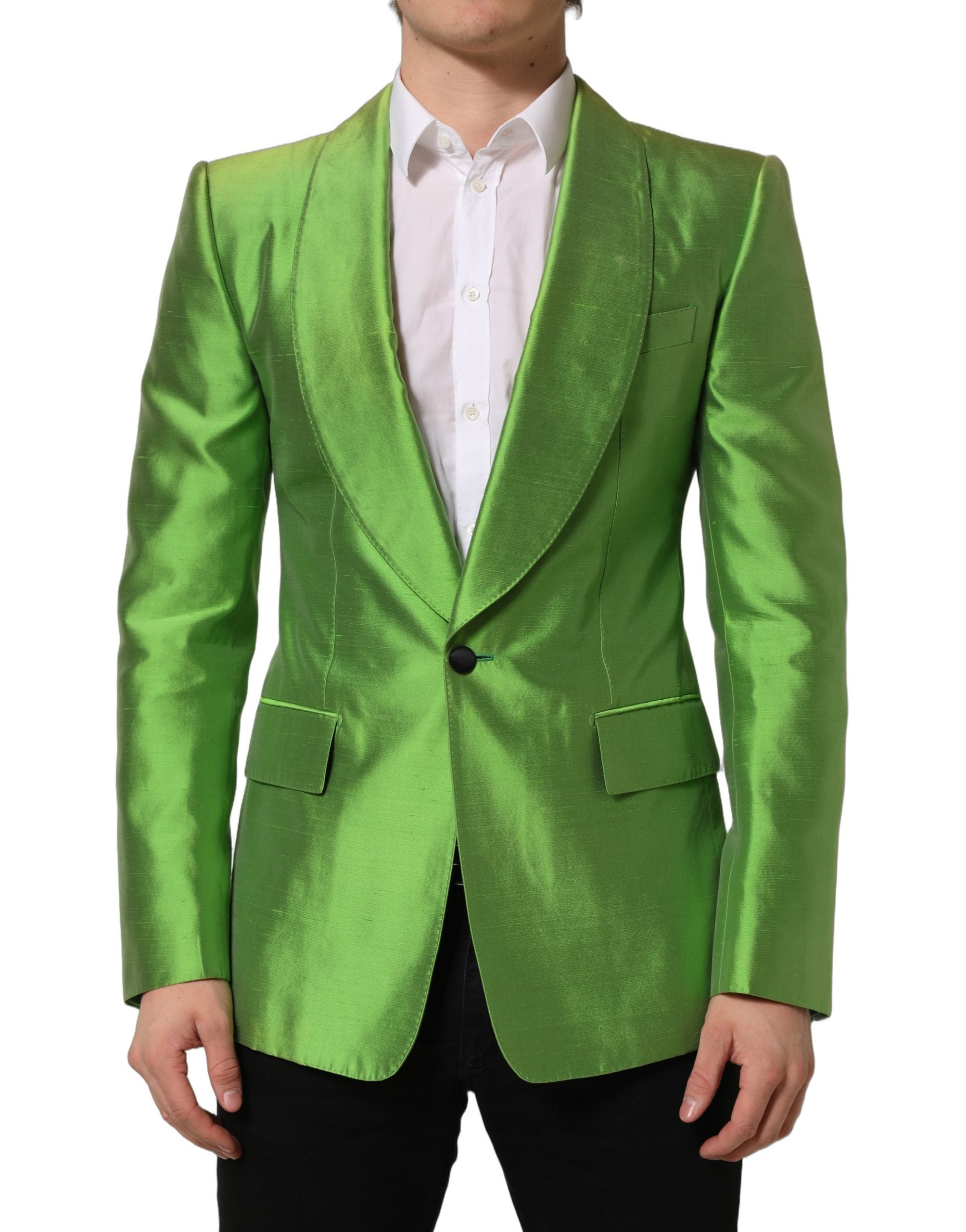 Dolce & Gabbana Green Silk SingleBreasted Embellished Men's Blazer (Pre-Owned)