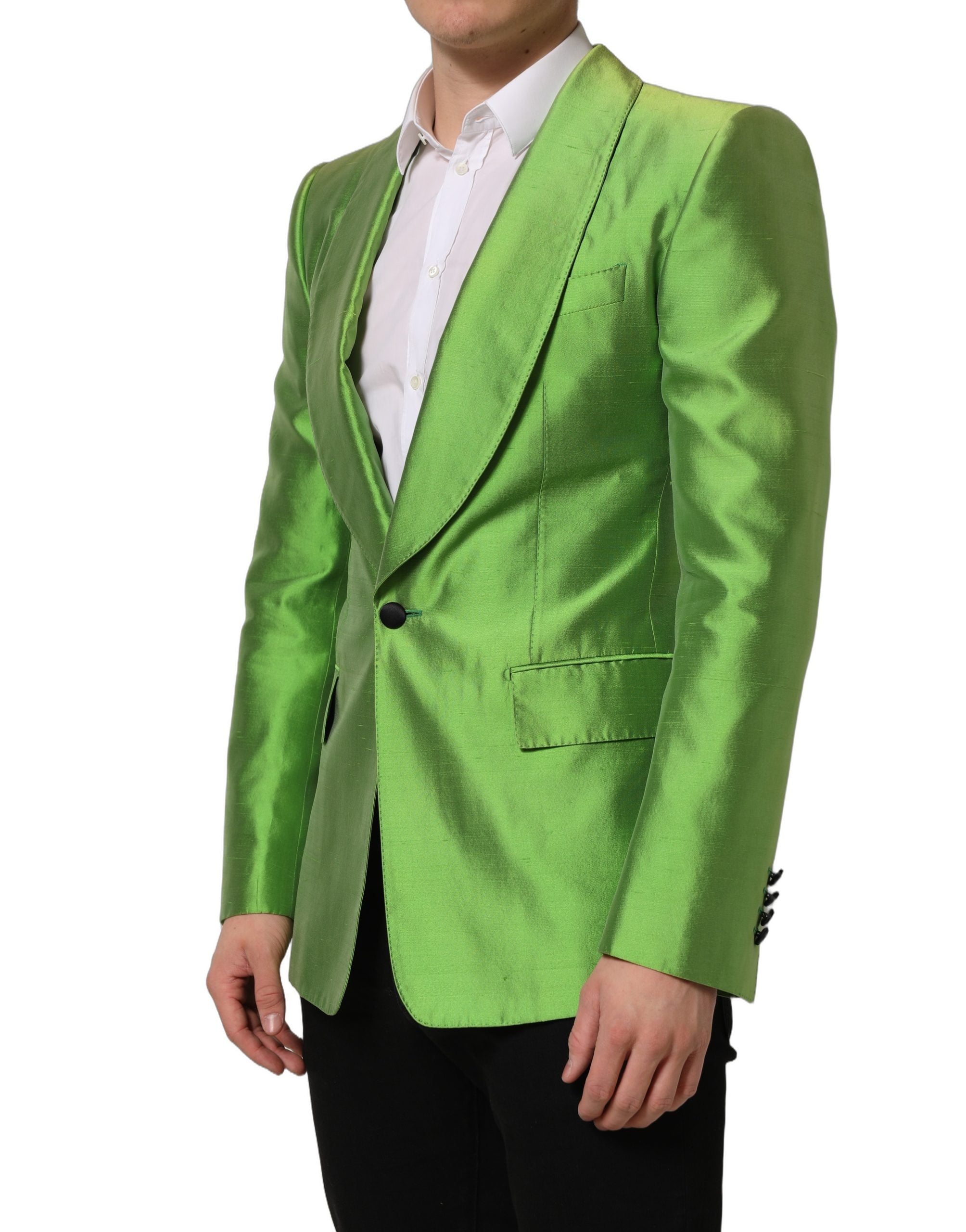 Dolce & Gabbana Green Silk SingleBreasted Embellished Men's Blazer (Pre-Owned)
