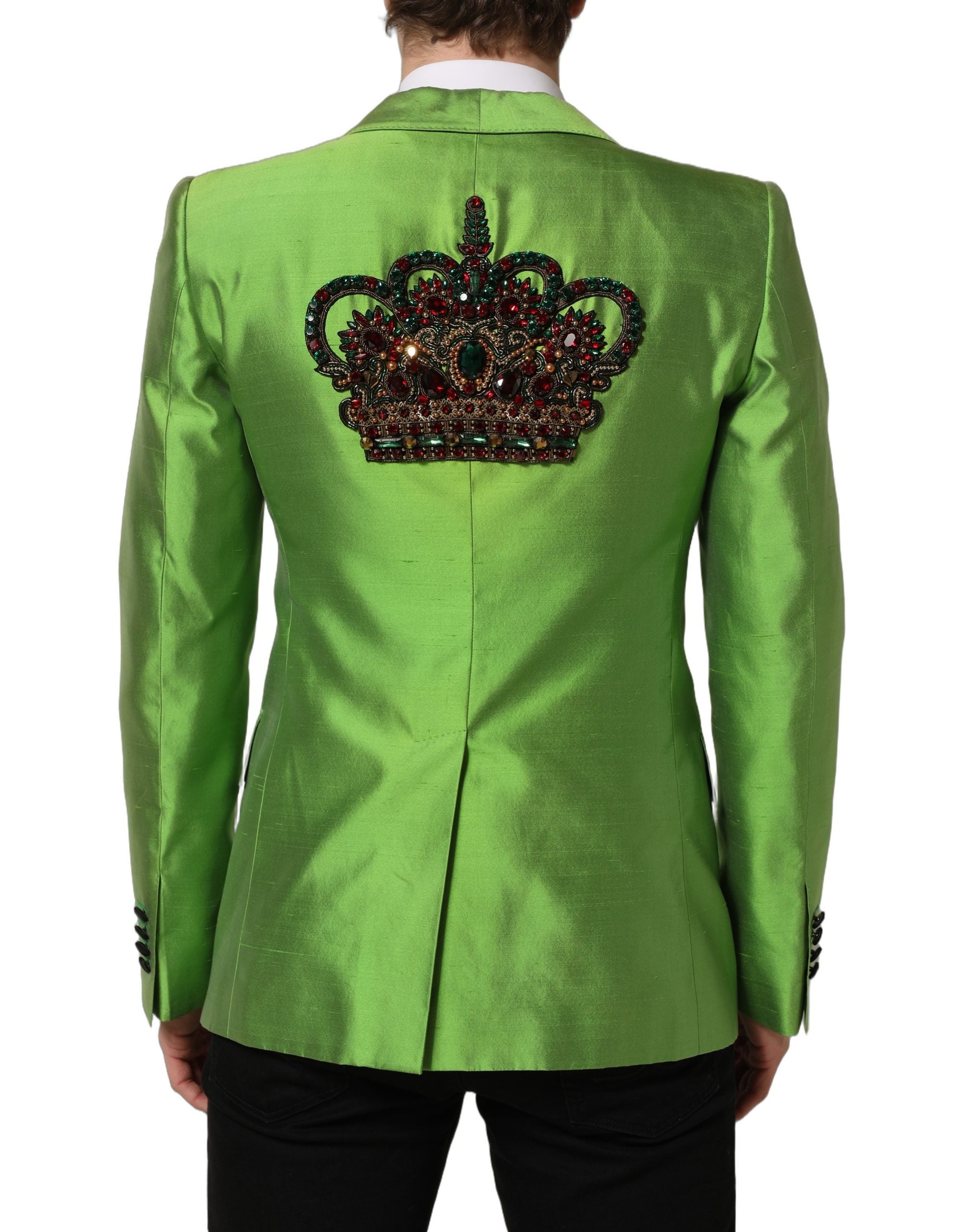 Dolce & Gabbana Green Silk SingleBreasted Embellished Men's Blazer (Pre-Owned)