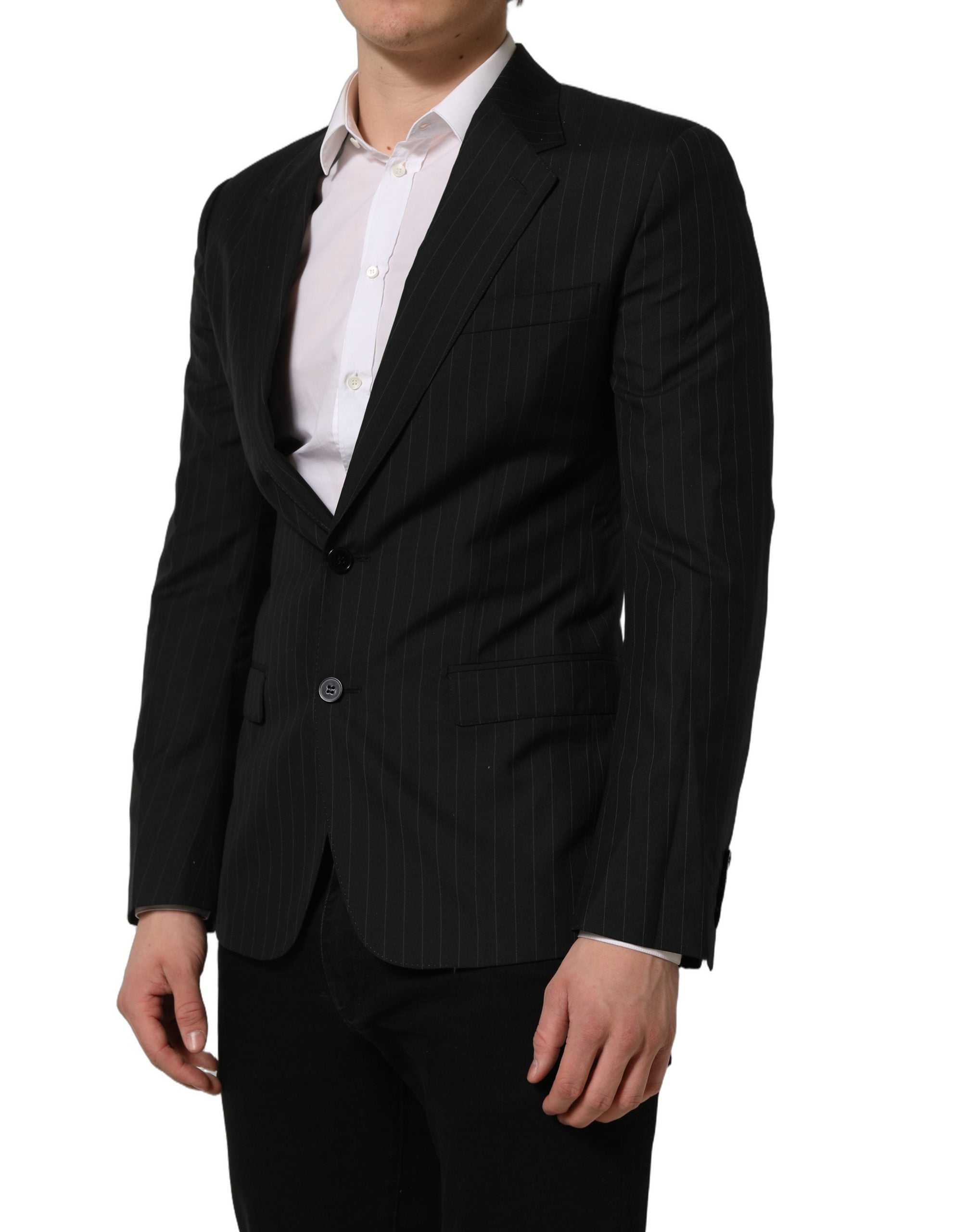 Dolce & Gabbana Black Stripes Wool Single Breasted Men's Blazer