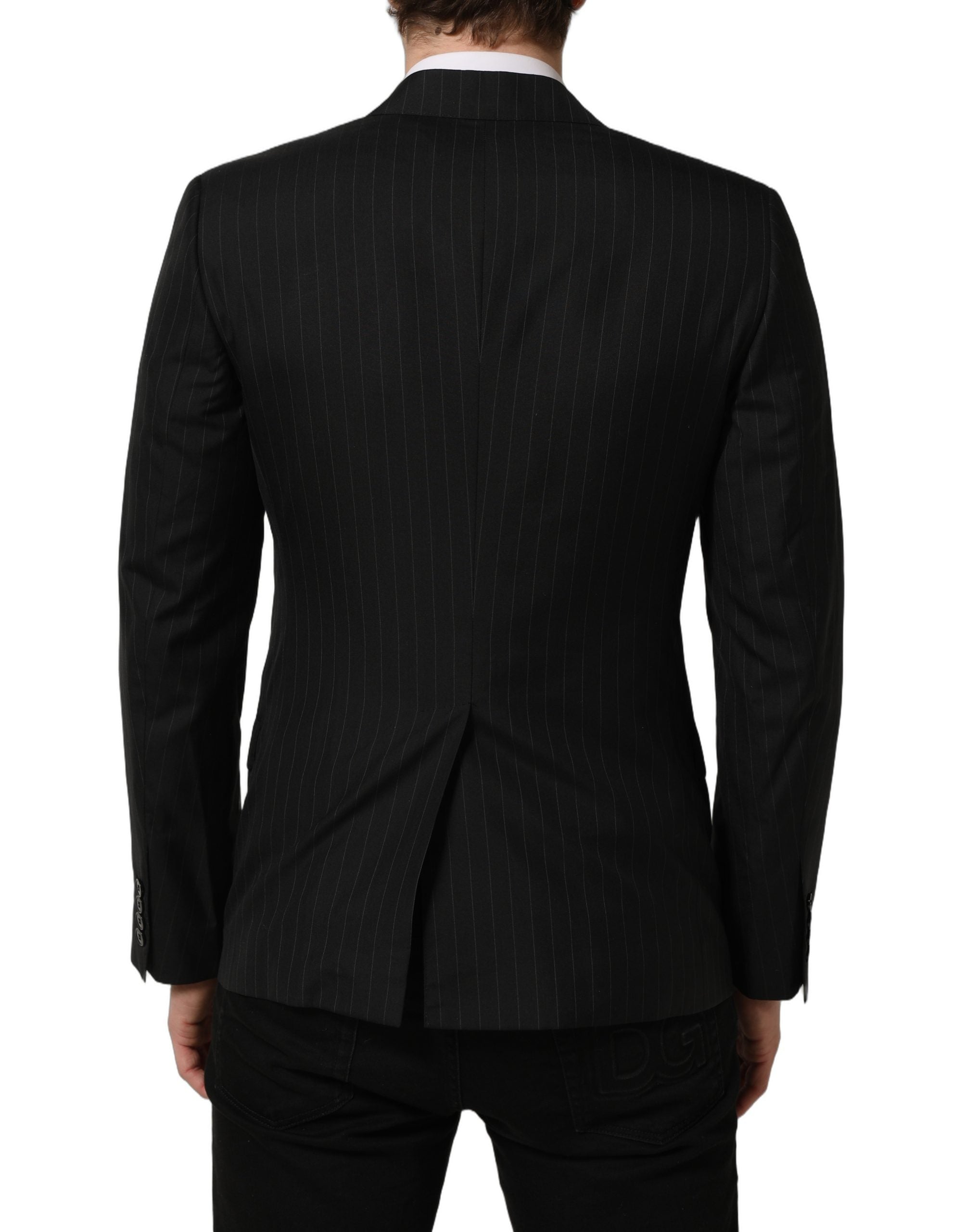Dolce & Gabbana Black Stripes Wool Single Breasted Men's Blazer