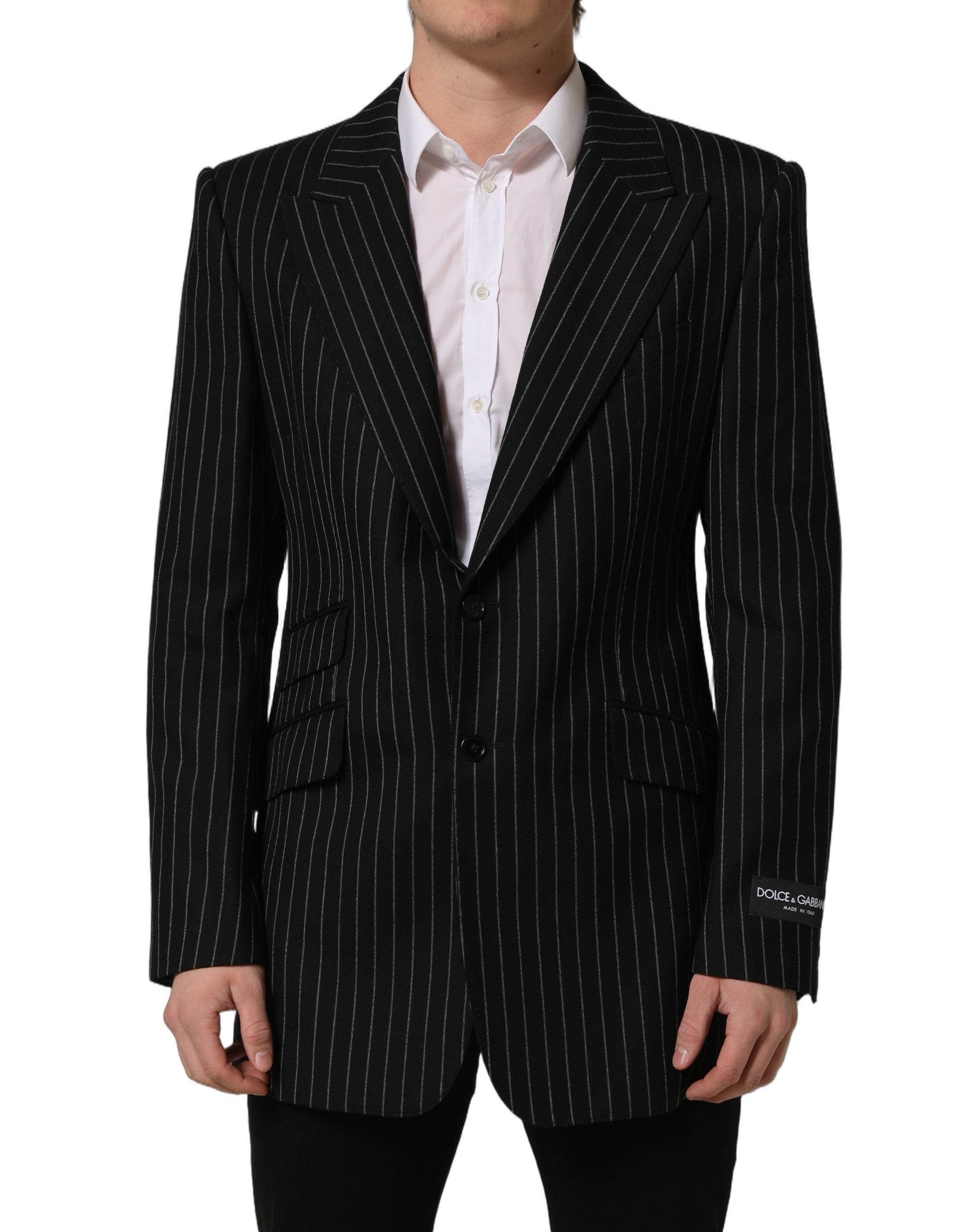 Dolce & Gabbana Black Stripes Wool Single Breasted Men's Blazer