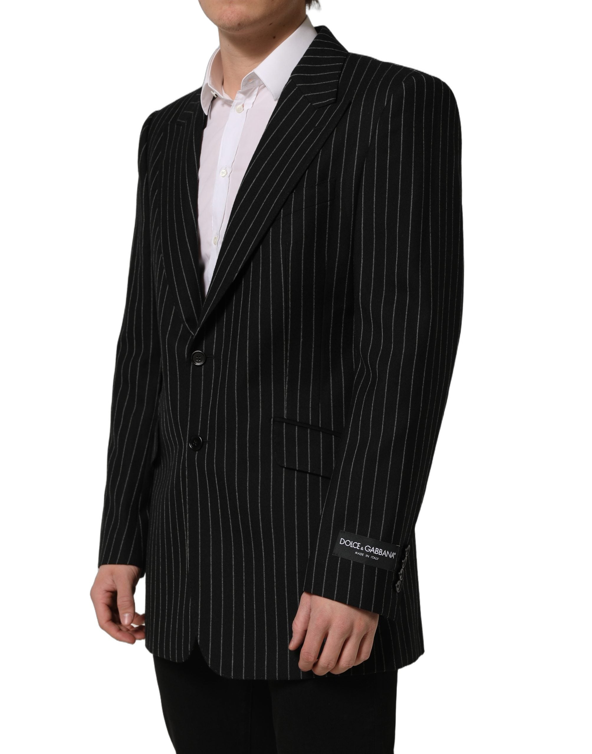 Dolce & Gabbana Black Stripes Wool Single Breasted Men's Blazer