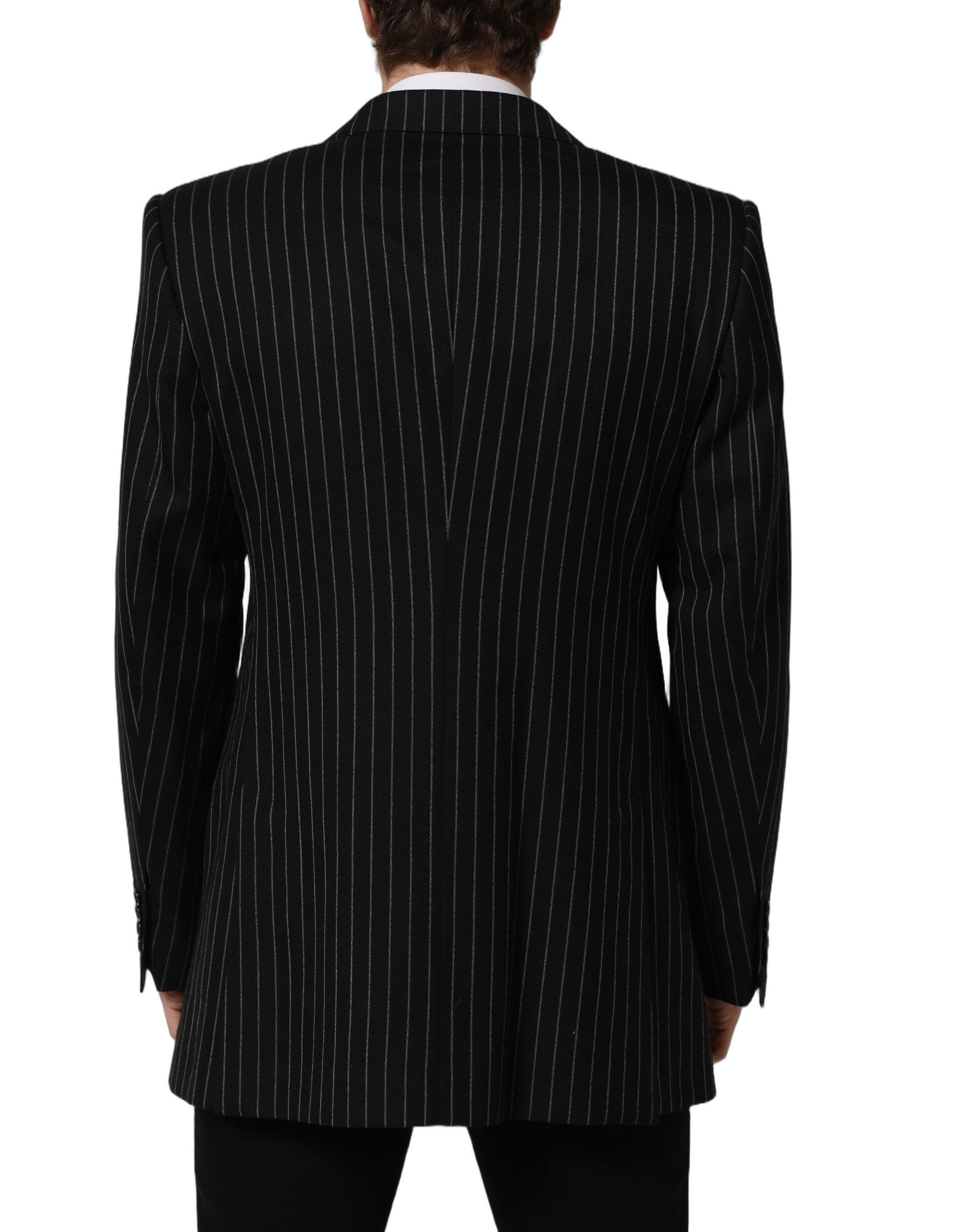 Dolce & Gabbana Black Stripes Wool Single Breasted Men's Blazer