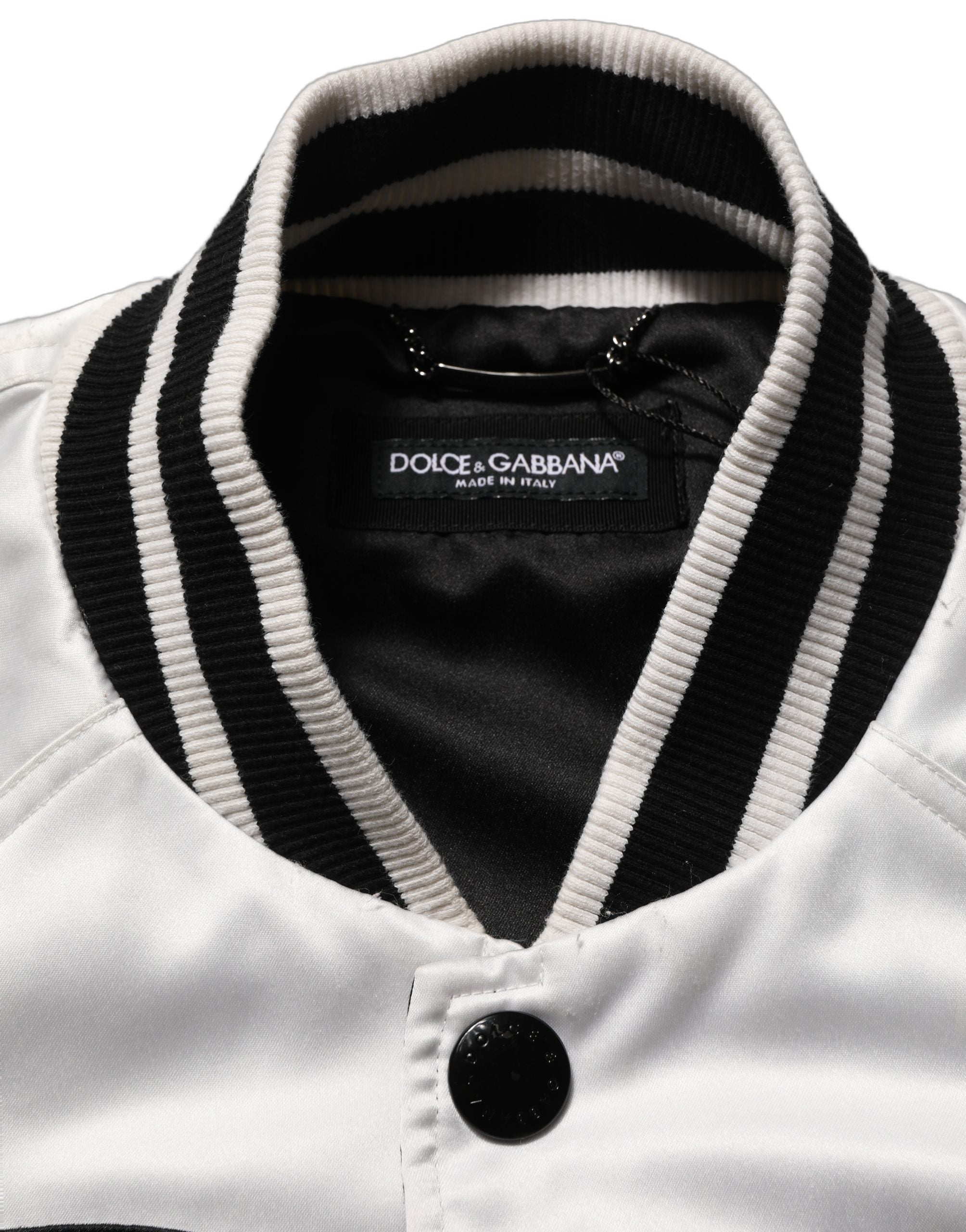Dolce & Gabbana White DG Logo Polyester JerseyBomber Men's Jacket (Pre-Owned)