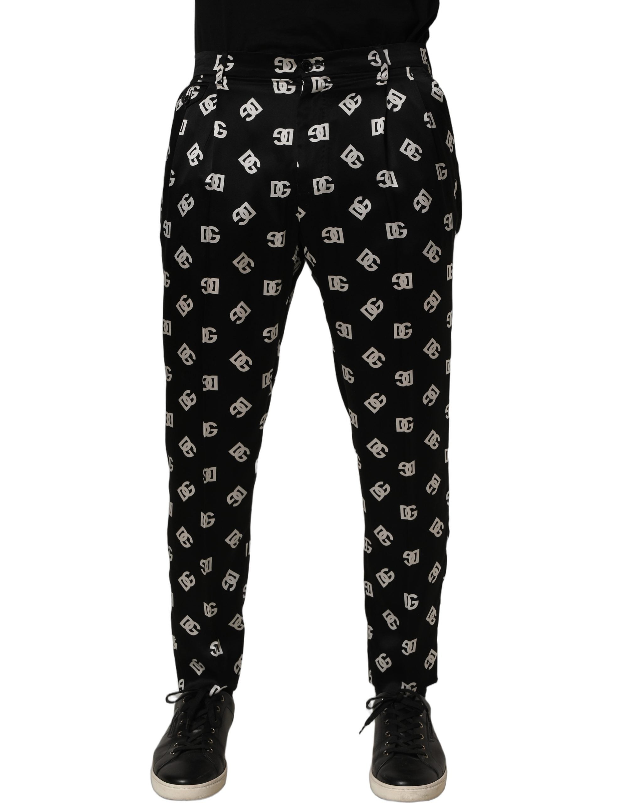 Dolce & Gabbana Black Silk Skinny Leg Dress Men Trouser Men's Pants