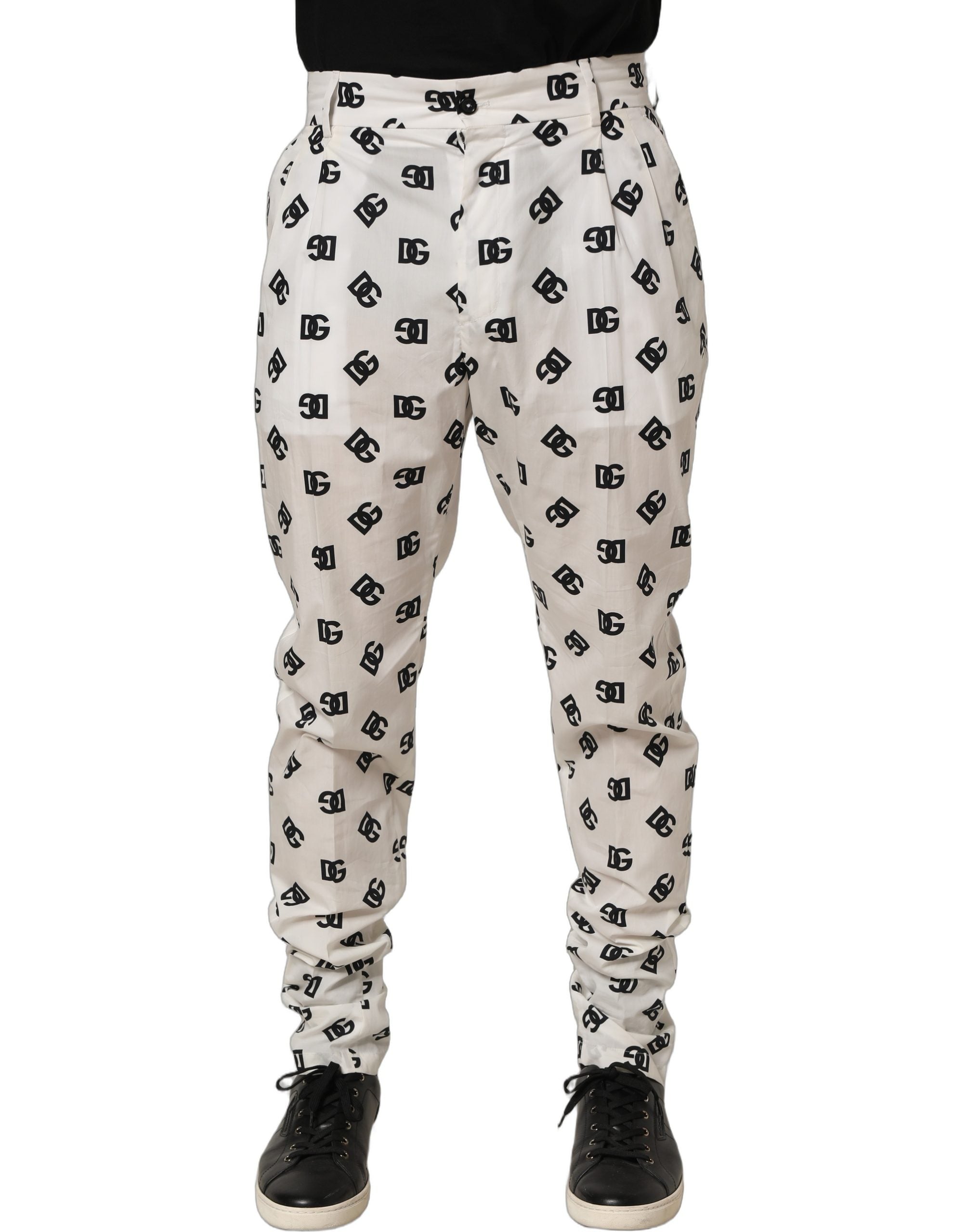 Dolce & Gabbana White Logo Skinny Leg Dress Men Trouser Men's Pants