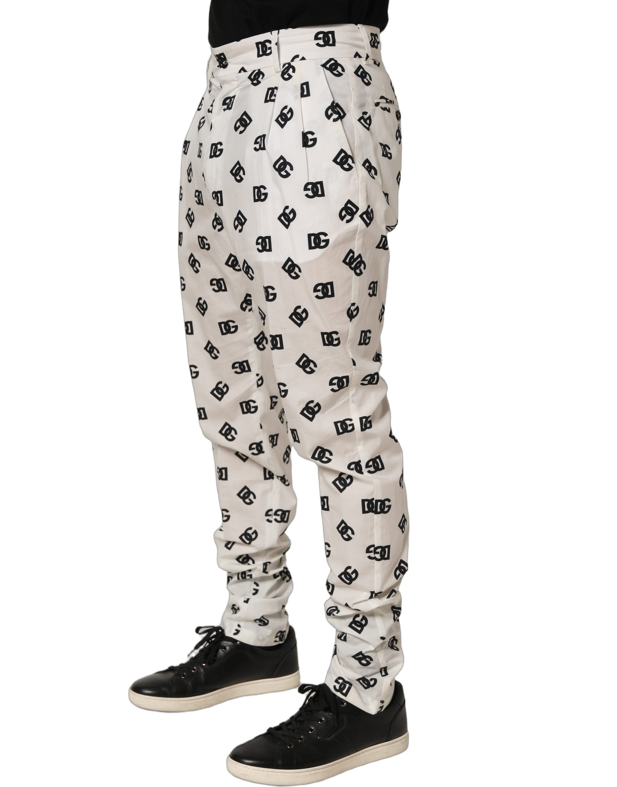 Dolce & Gabbana White Logo Skinny Leg Dress Men Trouser Men's Pants