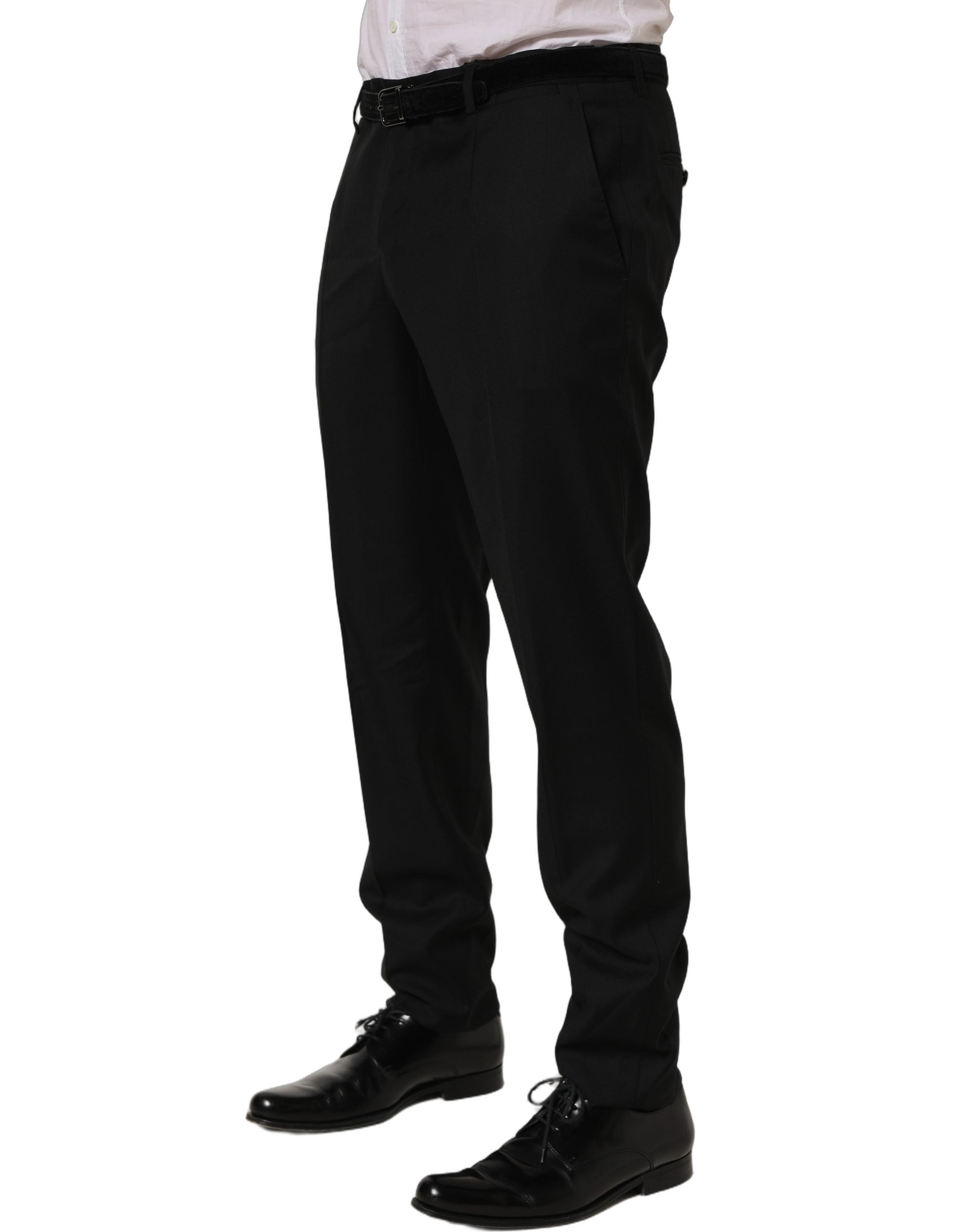 Dolce & Gabbana Black Wool Skinny Leg Dress Trouser Men's Pants