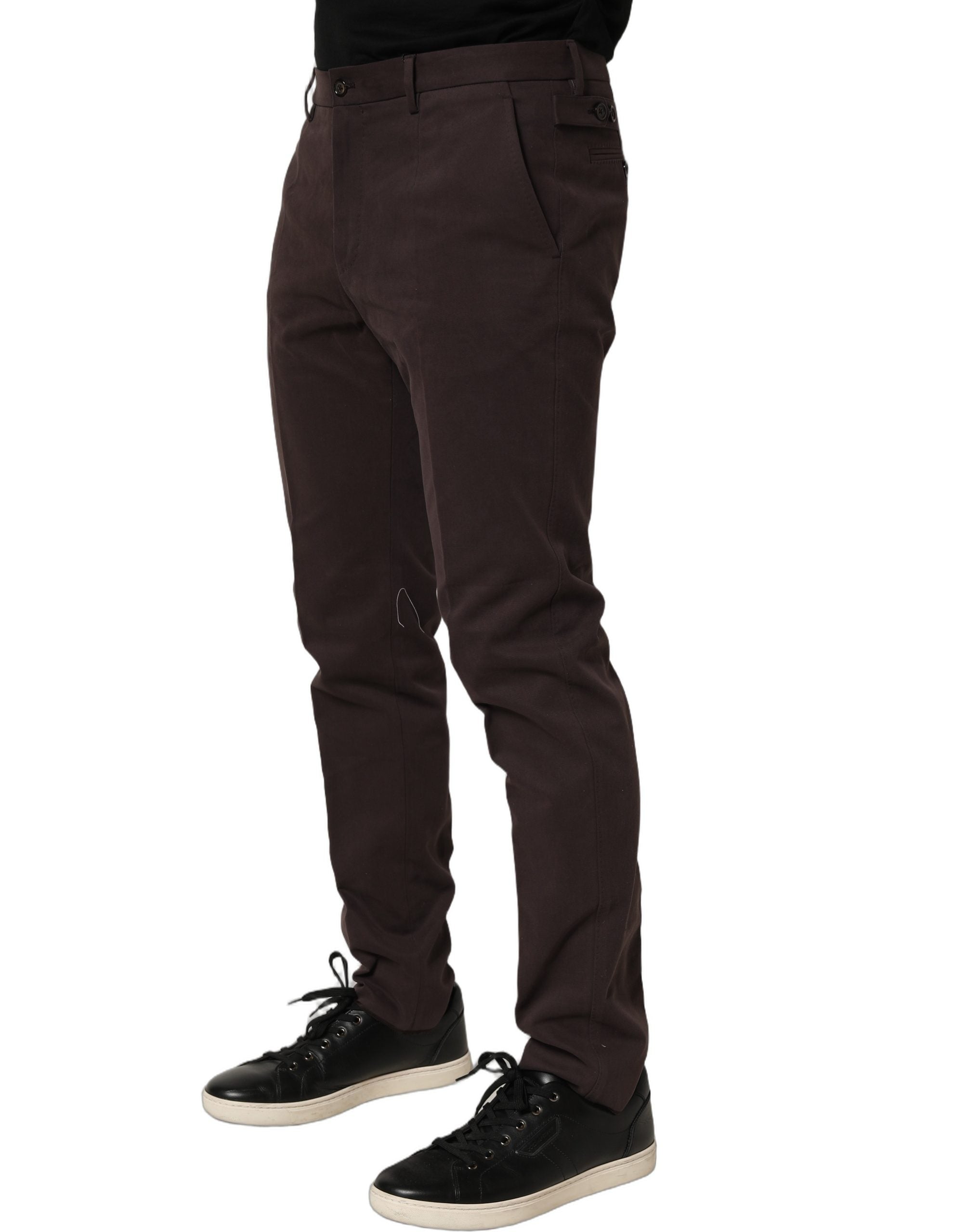 Dolce & Gabbana Brown Cotton Skinny Leg Dress Trouser Men's Pants