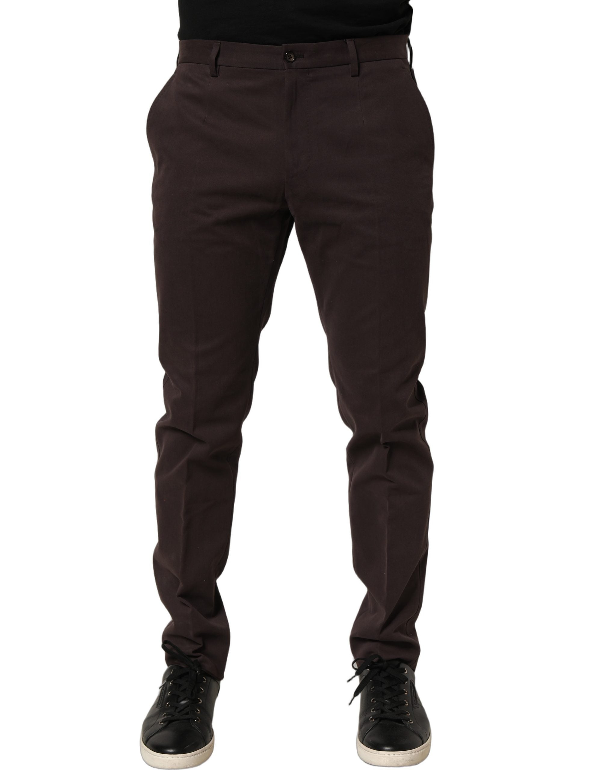 Dolce & Gabbana Brown Cotton Skinny Leg Dress Trouser Men's Pants