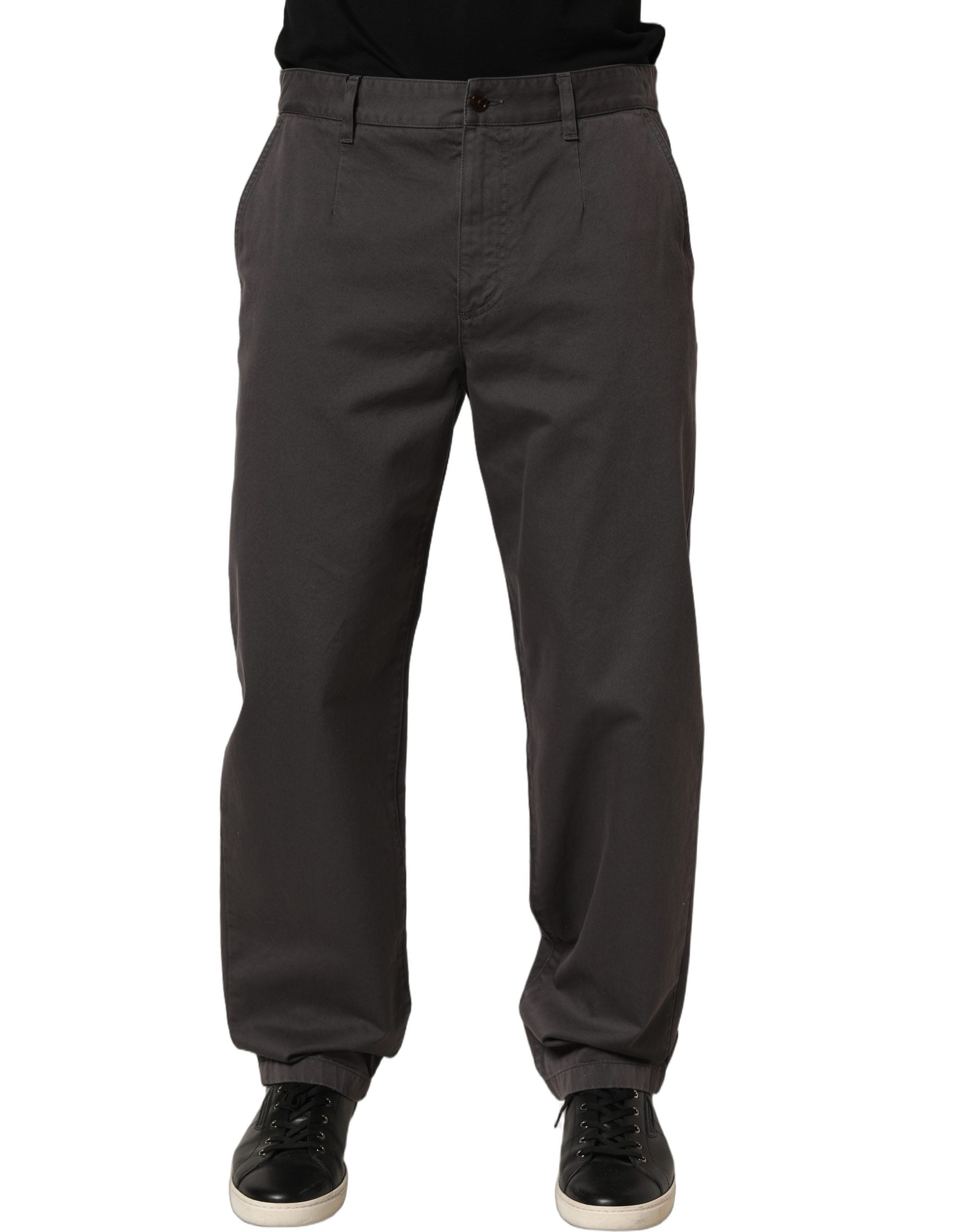 Dolce & Gabbana Dark Gray Cotton Straight Chino Trouser Men's Pants (Pre-Owned)