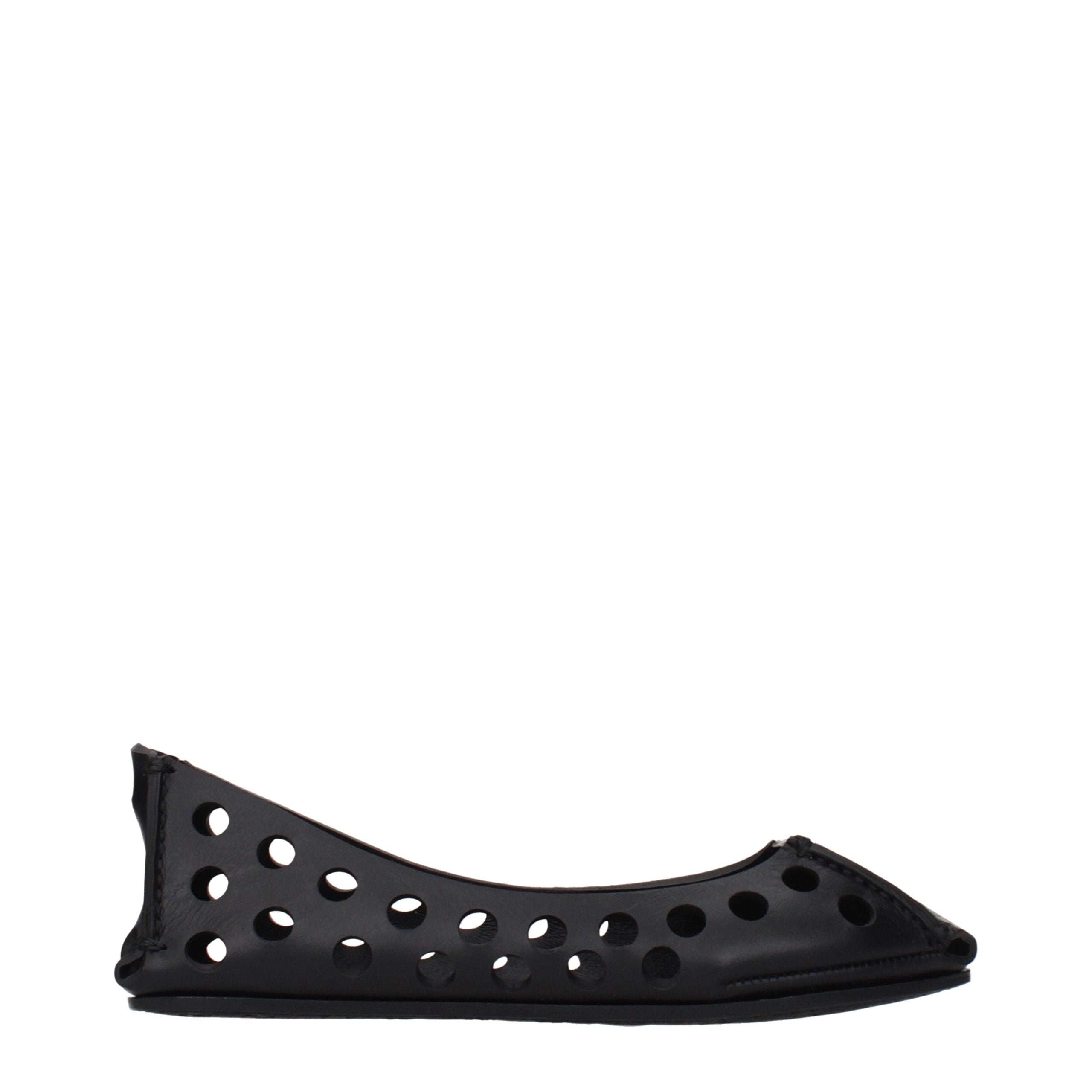 Alaïa Black Leather Ballet Women's Flats