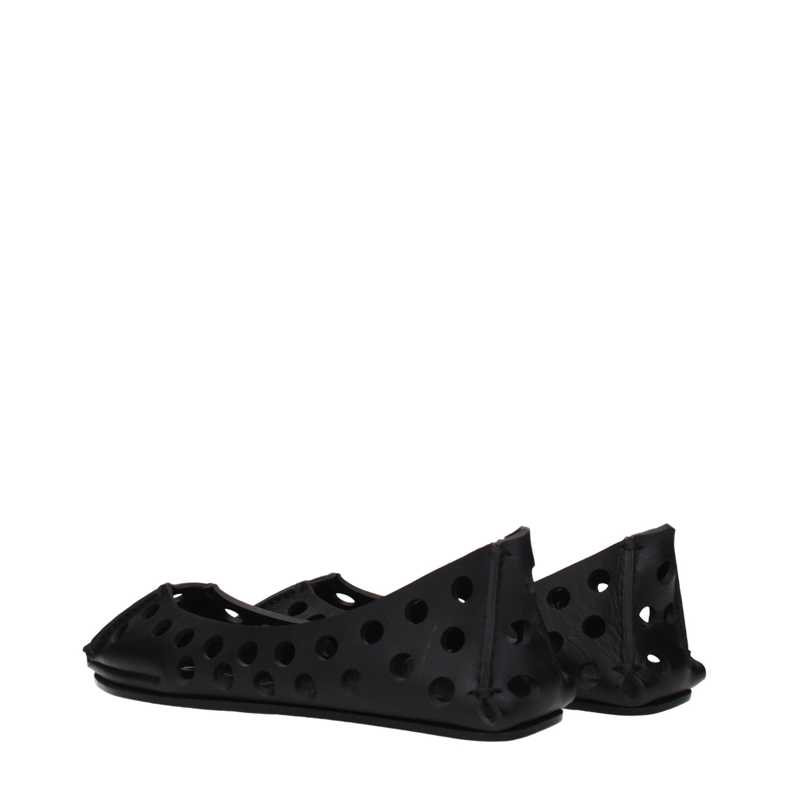Alaïa Black Leather Ballet Women's Flats