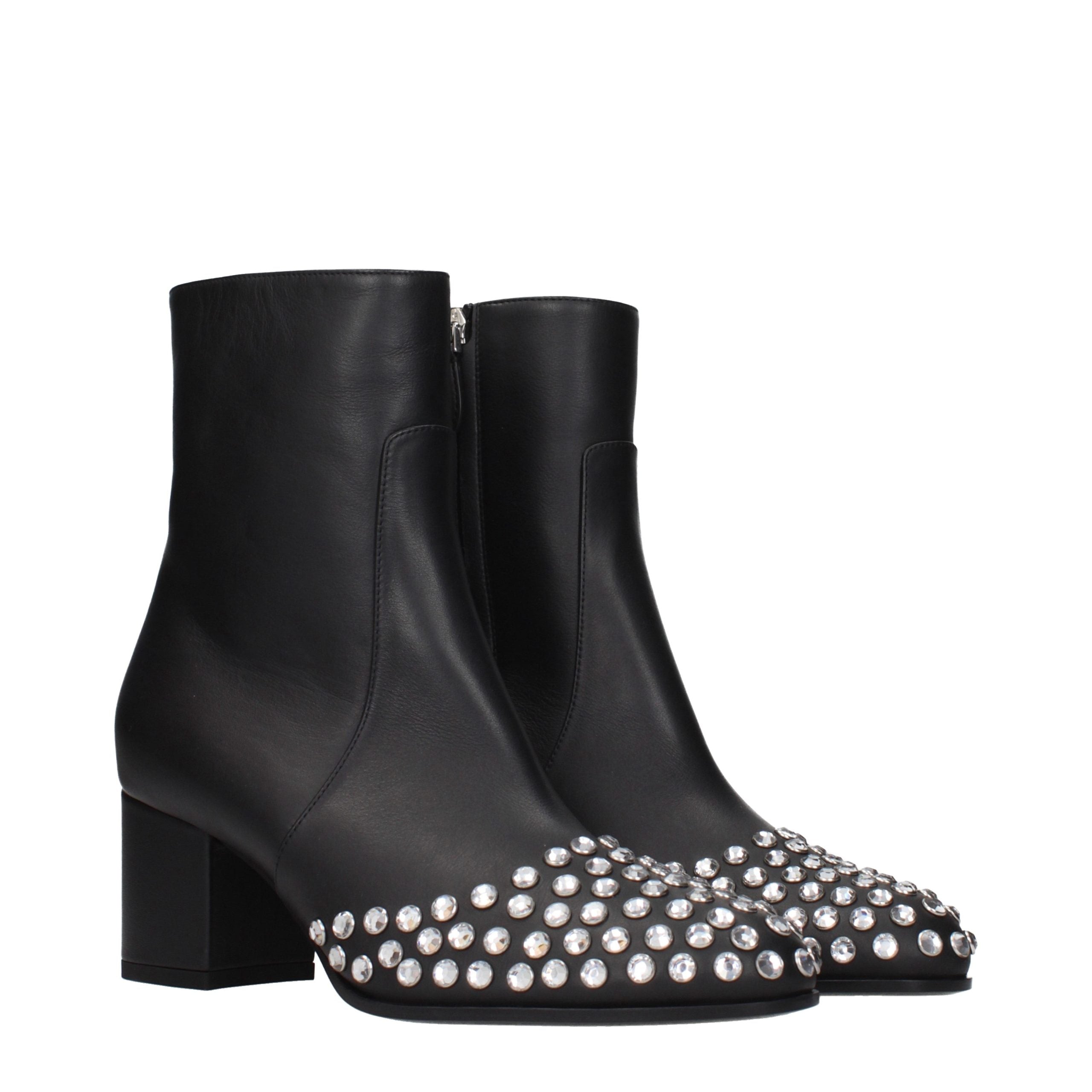 Alaïa Black Leather Ankle Women's Boots
