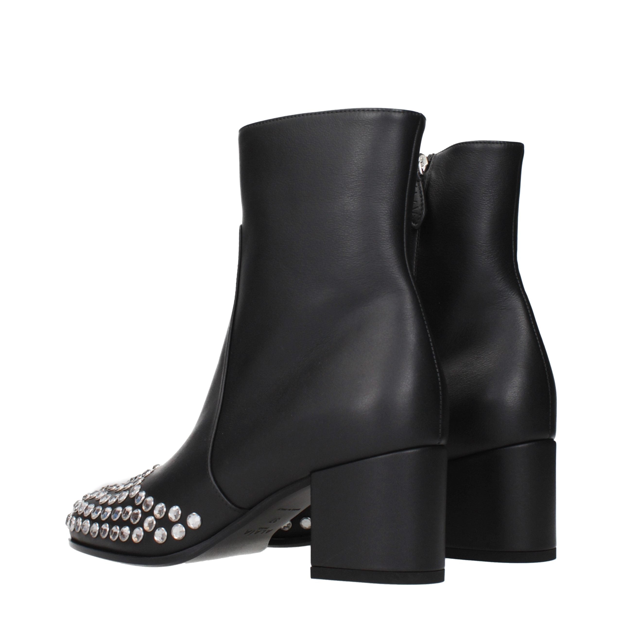 Alaïa Black Leather Ankle Women's Boots