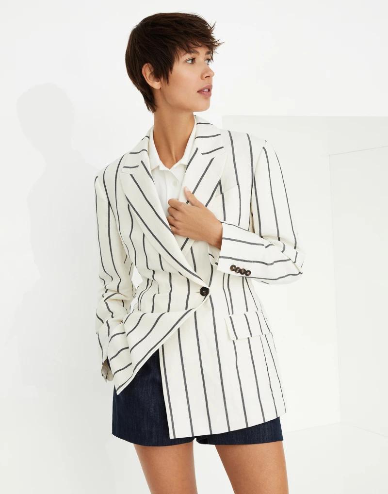 Brunello Cucinelli Bicolor Linen Women's Blazer