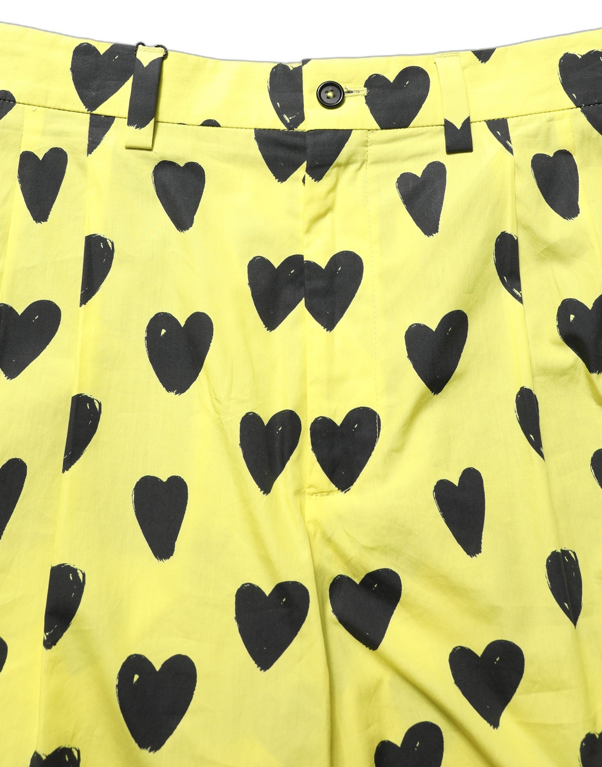 Dolce & Gabbana Yellow Cotton Heart Print Men Bermuda Men's Shorts