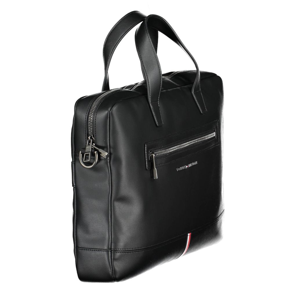 Tommy Hilfiger Black Polyurethane Men's Men's Briefcase