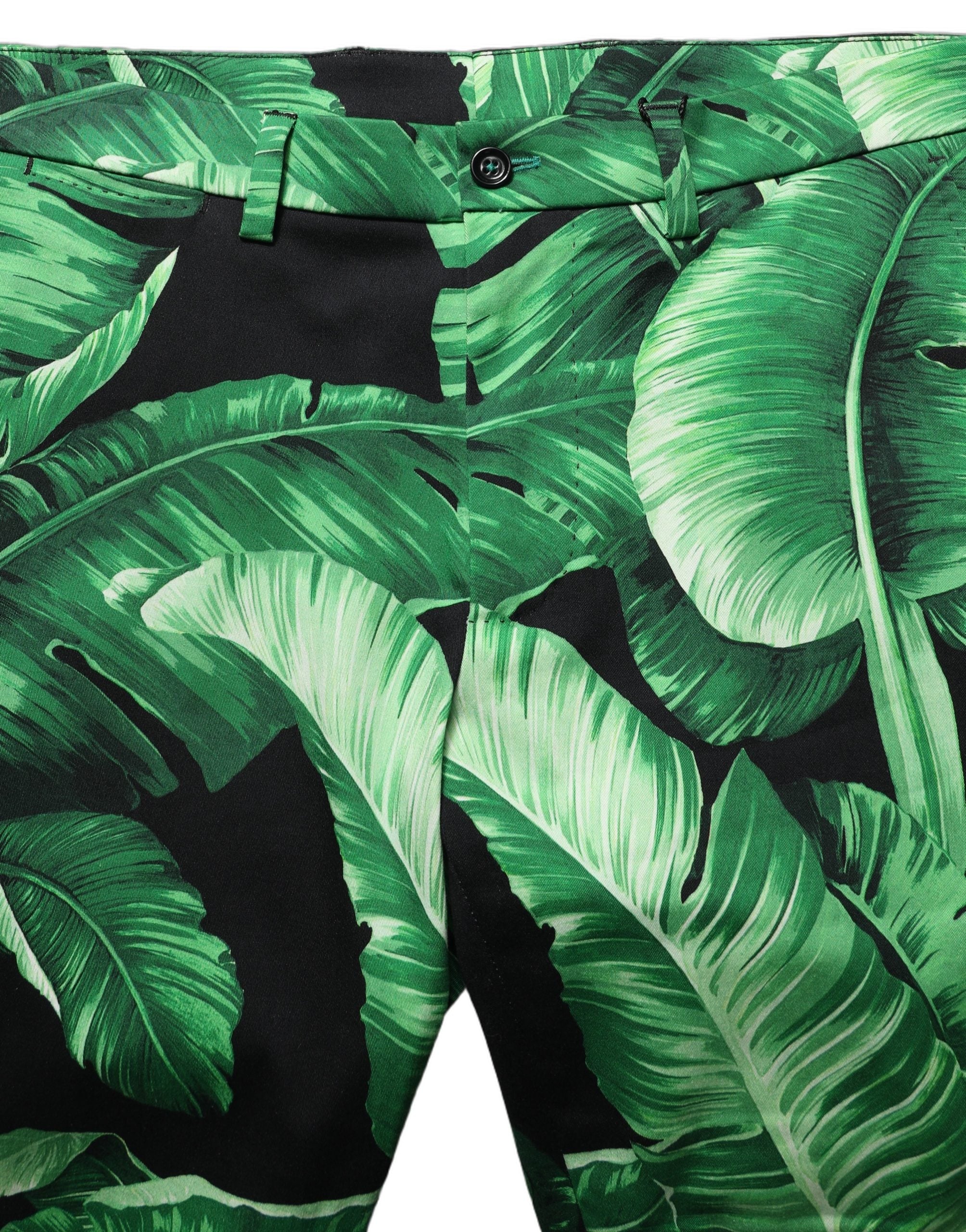 Dolce & Gabbana Black Green Banana Leaf Men Bermuda Men's Shorts
