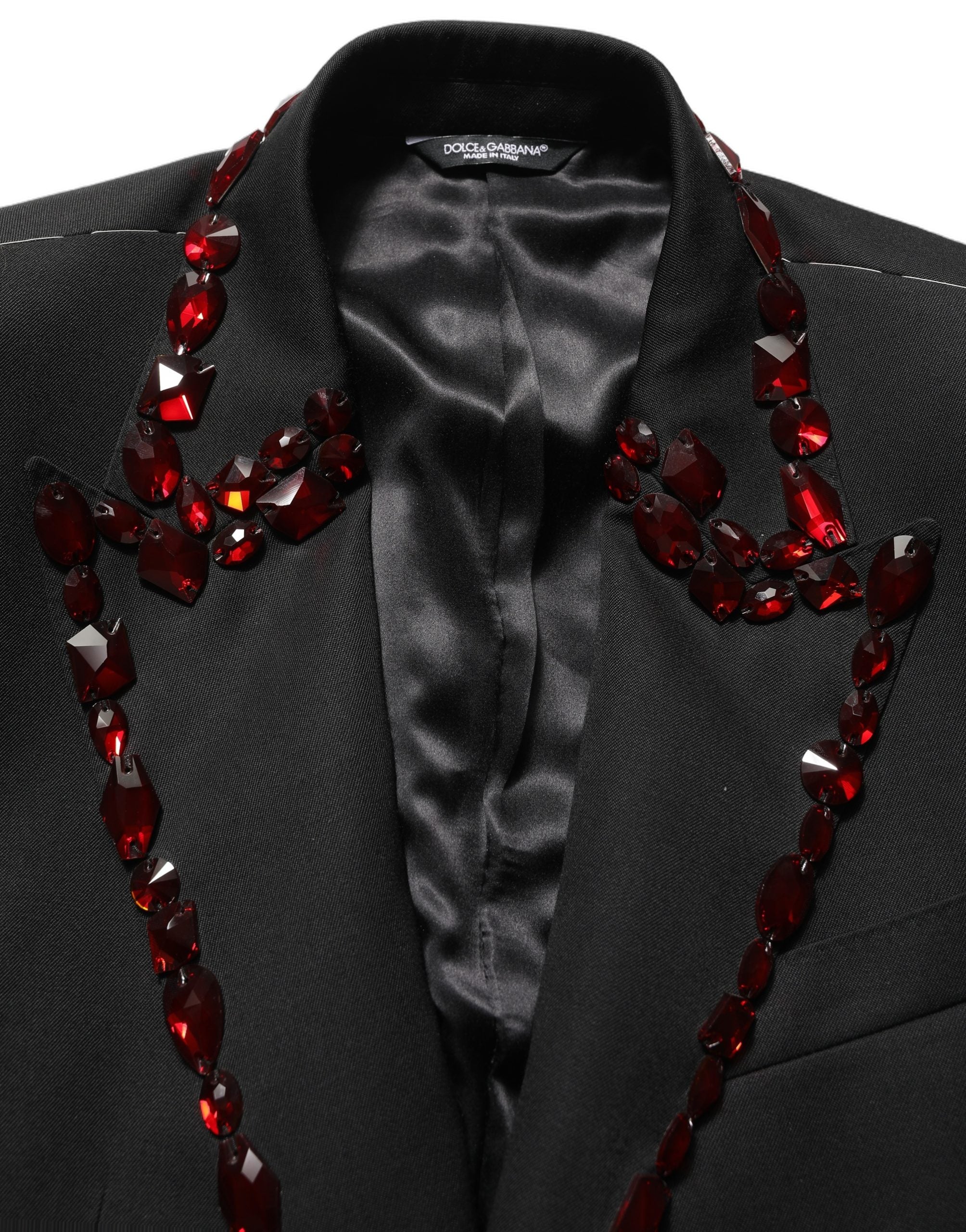 Dolce & Gabbana Black Wool Crystal Embellished 2 Piece Men's Suit (Pre-Owned)