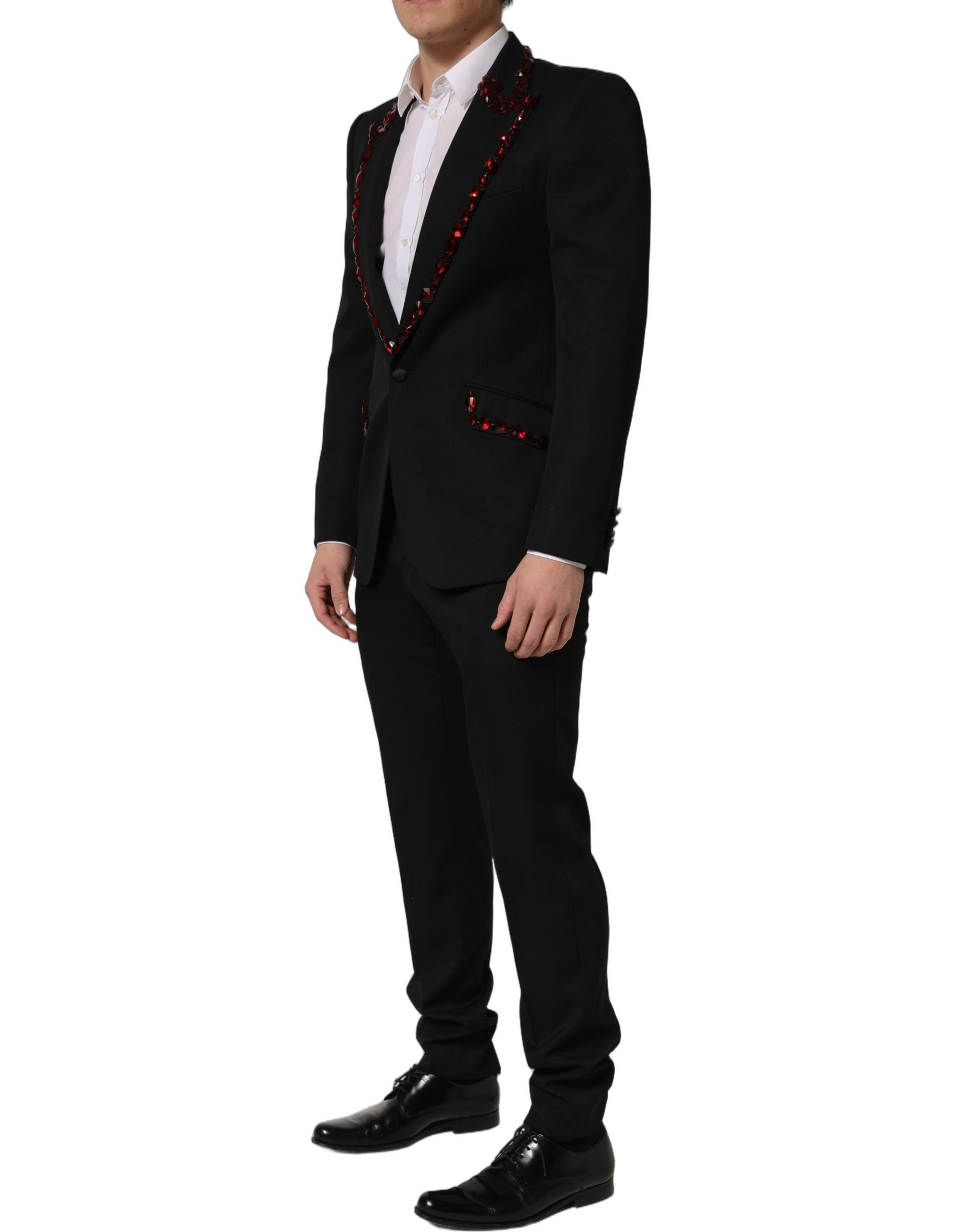 Dolce & Gabbana Black Wool Crystal Embellished 2 Piece Men's Suit (Pre-Owned)