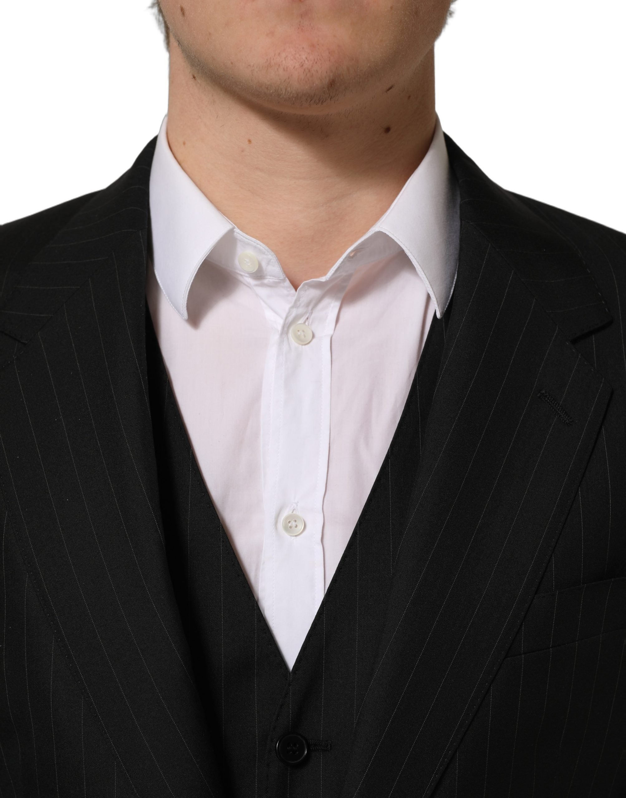 Dolce & Gabbana Black Stripes Slim Fit Formal 3 Piece Men's Suit