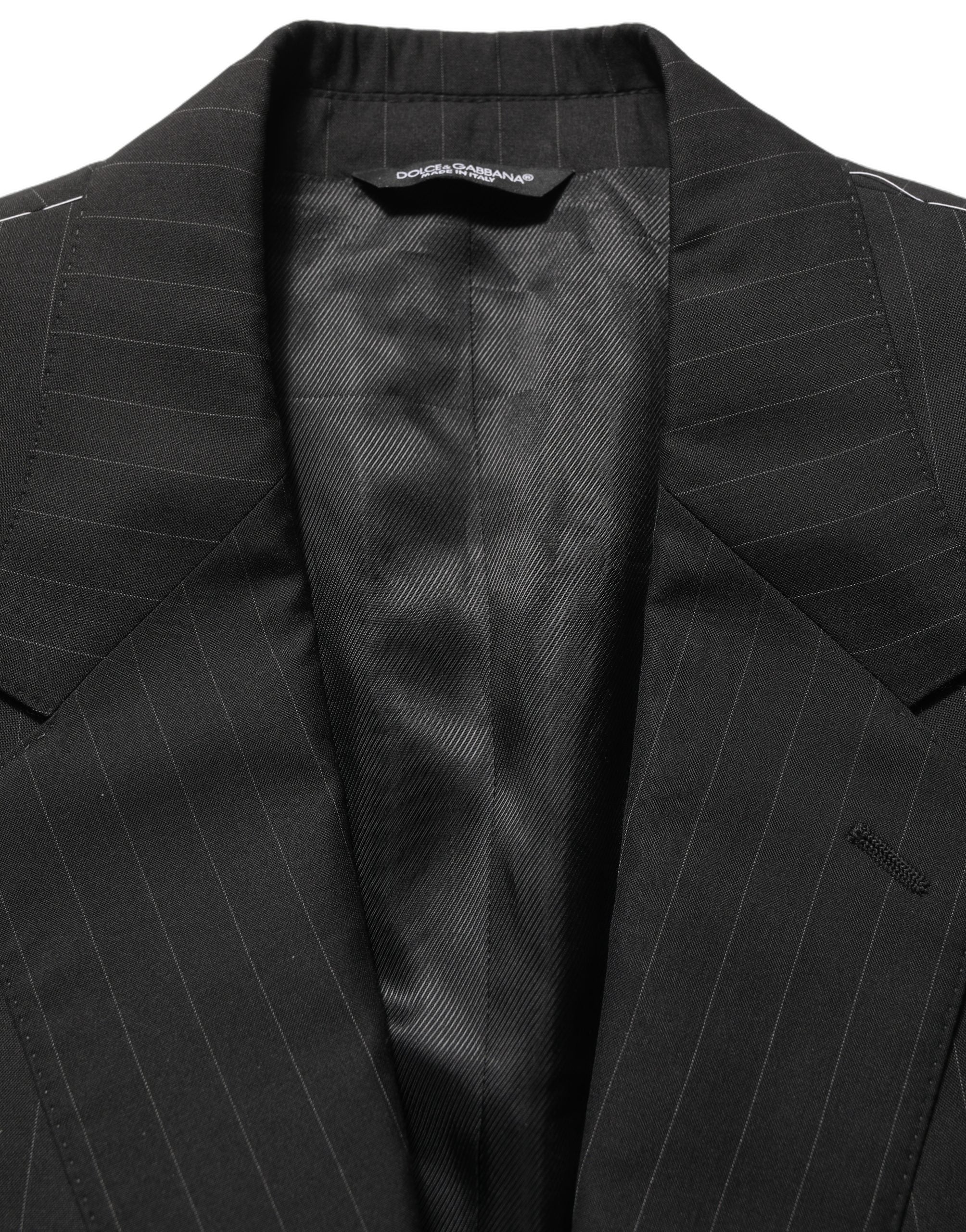 Dolce & Gabbana Black Stripes Slim Fit Formal 3 Piece Men's Suit