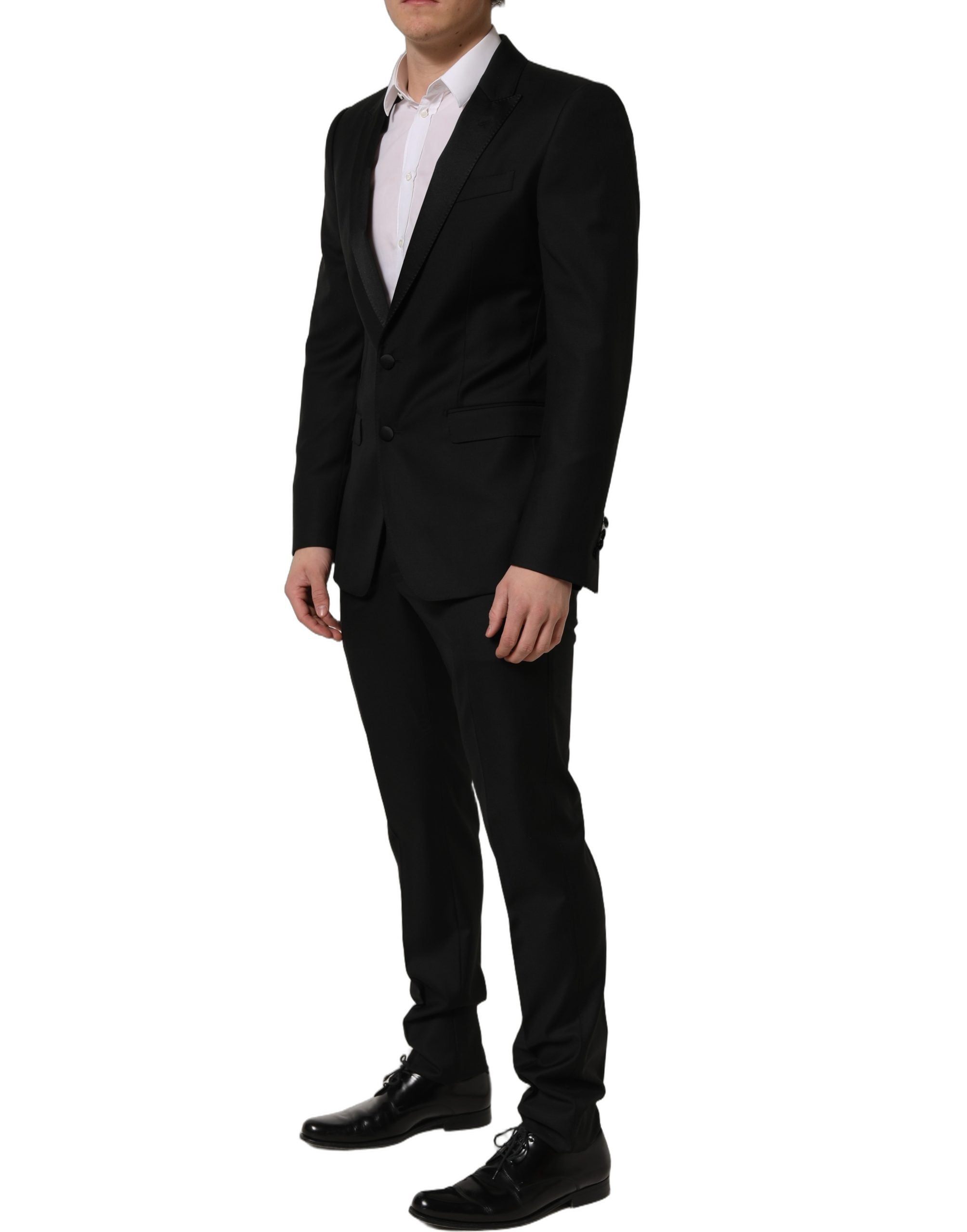 Dolce & Gabbana Black Wool Slim Fit Formal 2 Piece Men Men's Suit (Pre-Owned)
