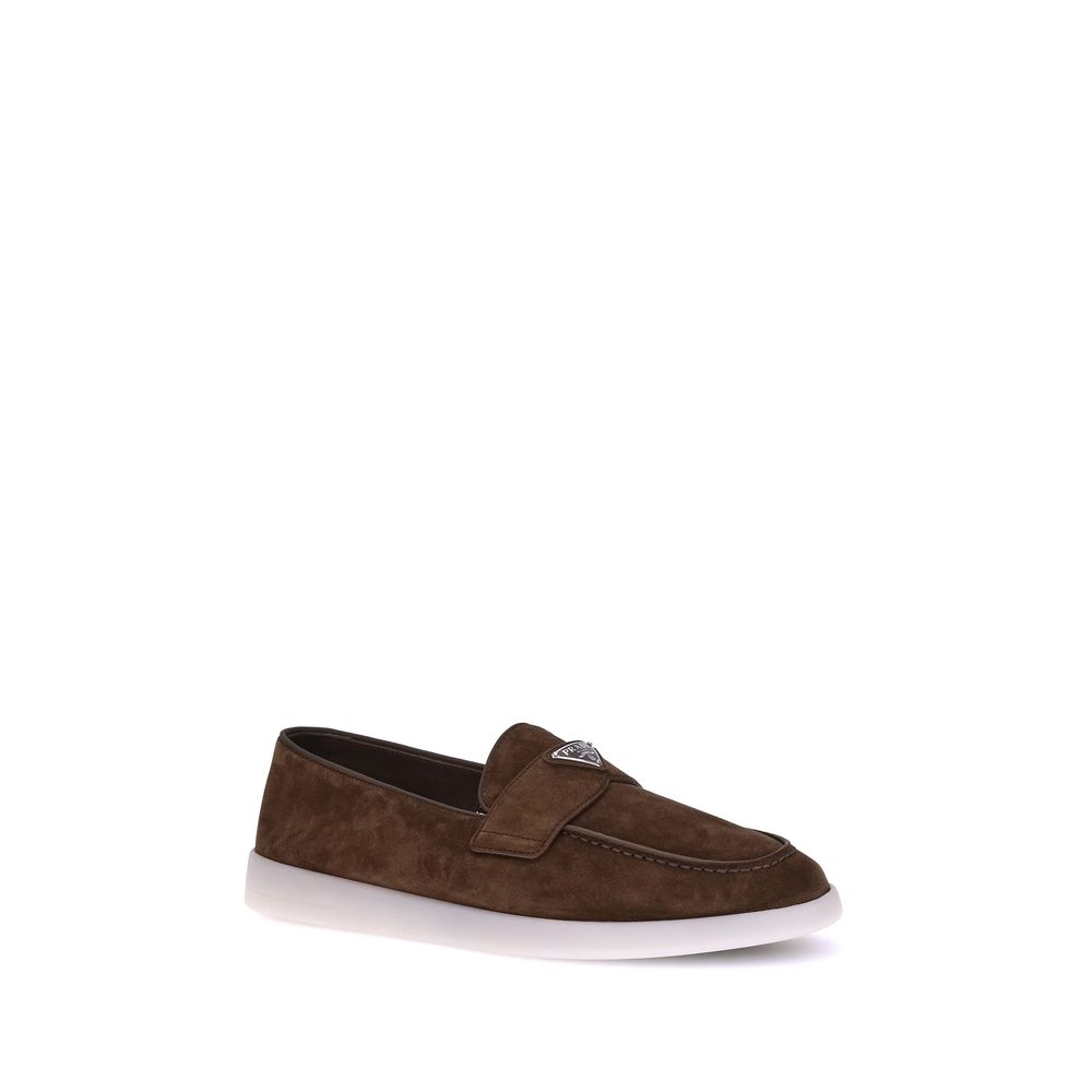 Prada Brown Calf Leather Bos Taurus Slip-On Men's Loafers