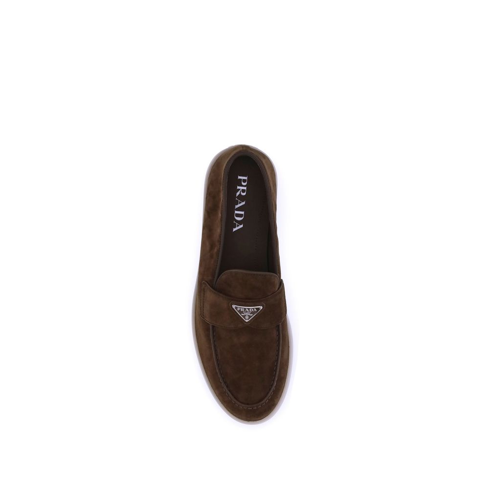 Prada Brown Calf Leather Bos Taurus Slip-On Men's Loafers