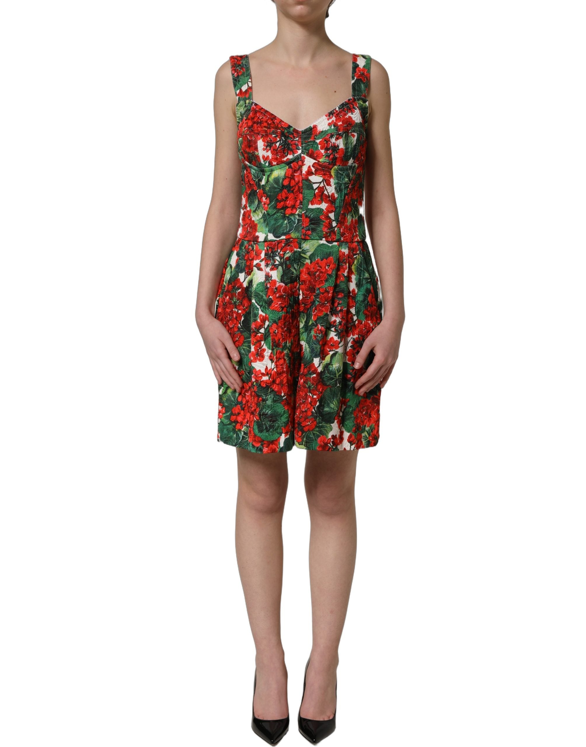 Dolce & Gabbana Multicolor Geranium Print A-line Mini Women's Dress