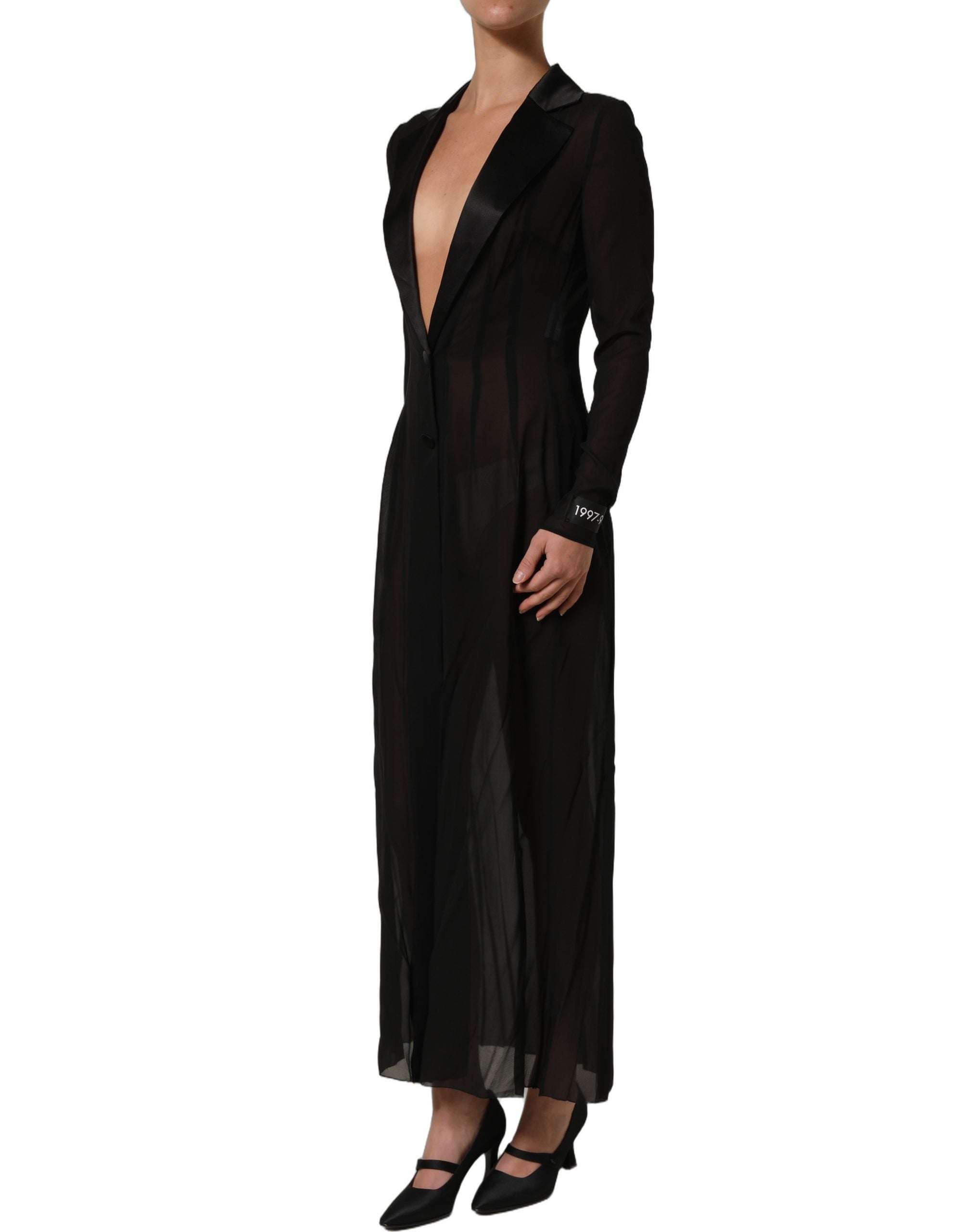 Dolce & Gabbana Black Silk Sheer Chiffon Long Maxi Women's Dress