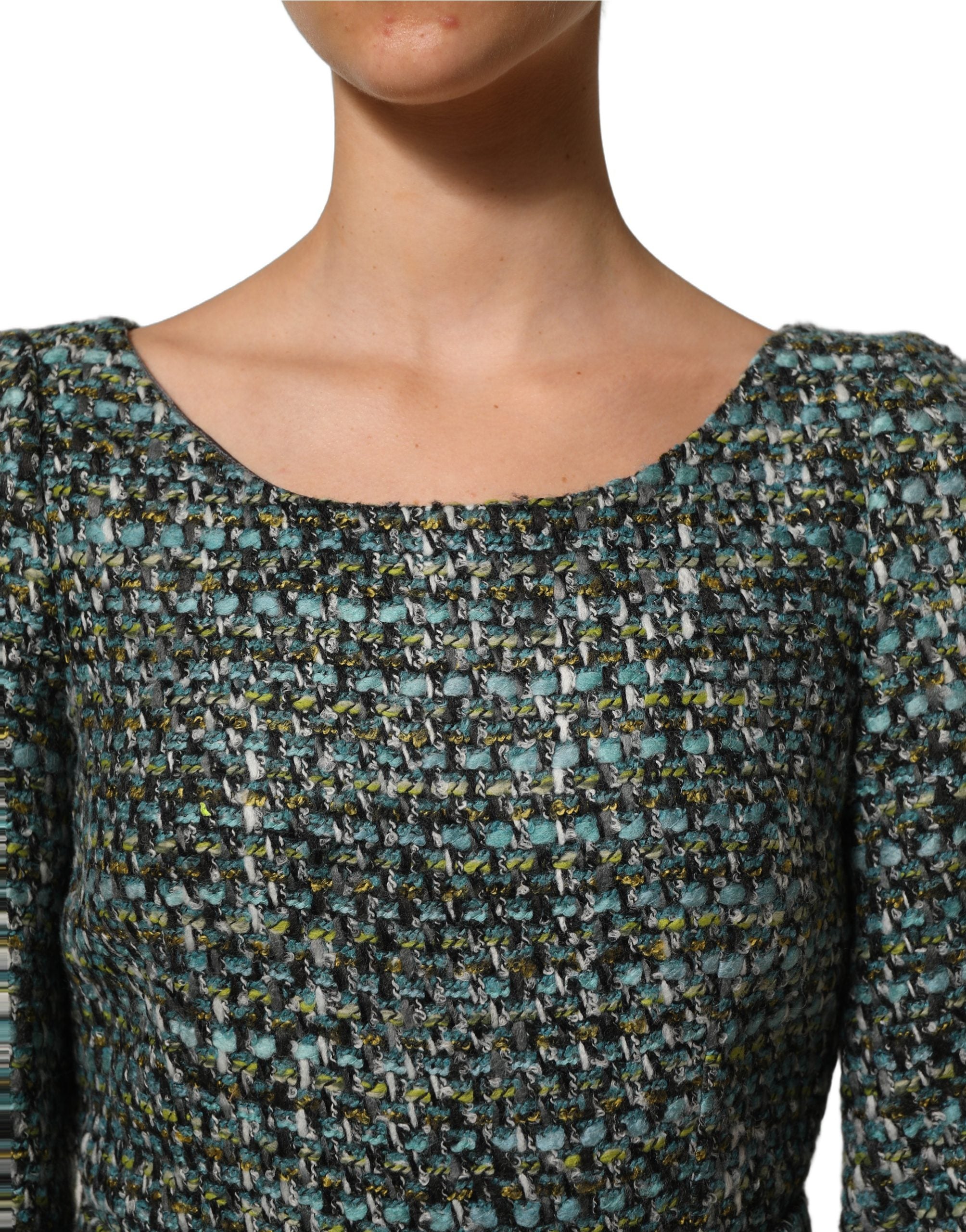 Dolce & Gabbana Multicolor Tweed Belted Babydoll Mini Women's Dress