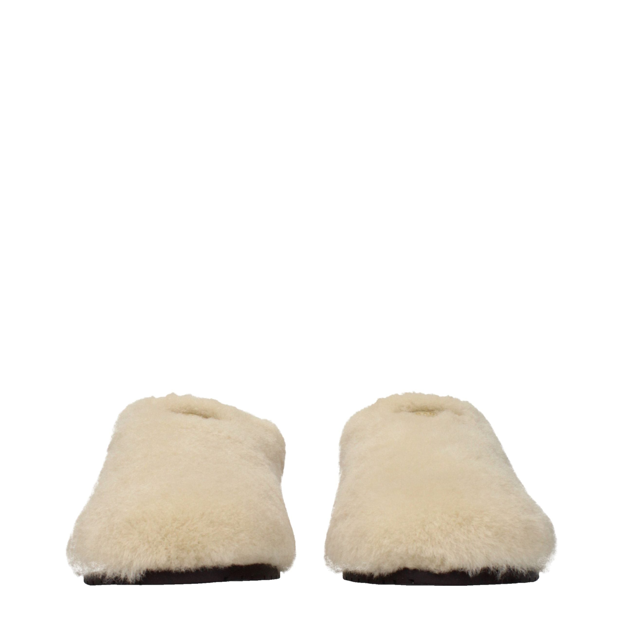Prada Beige Fur Women's Slippers