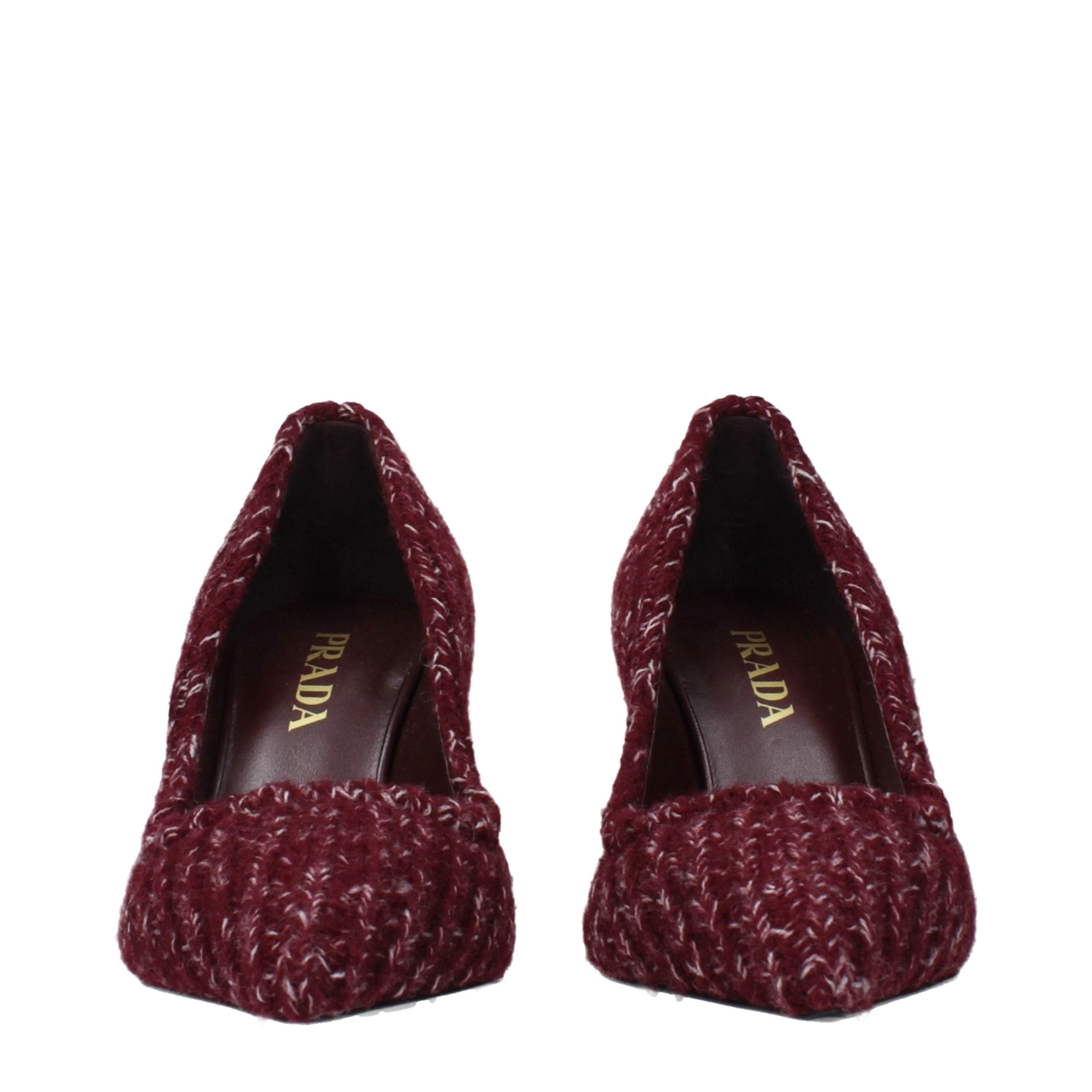 Prada Red Fabric Mid Heel Women's Pumps