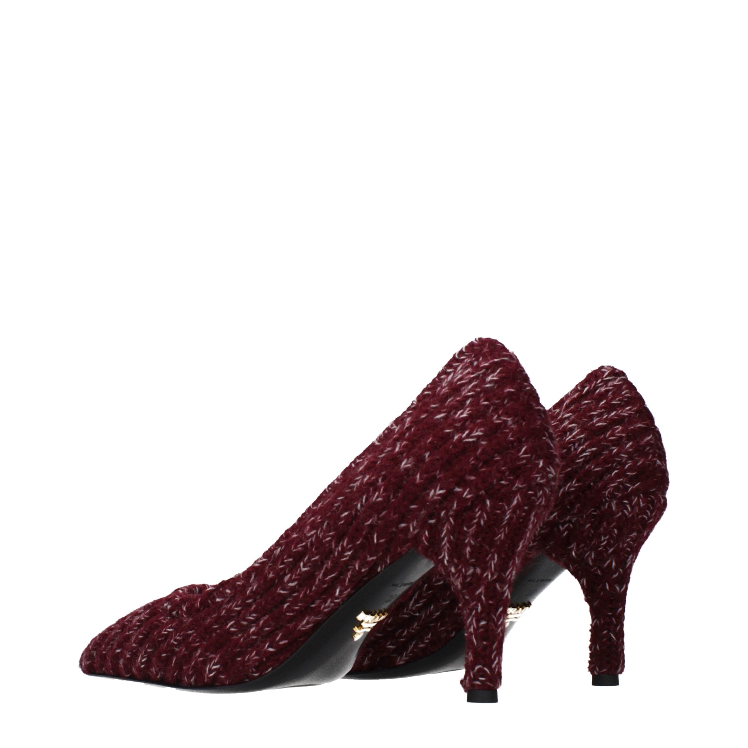 Prada Red Fabric Mid Heel Women's Pumps