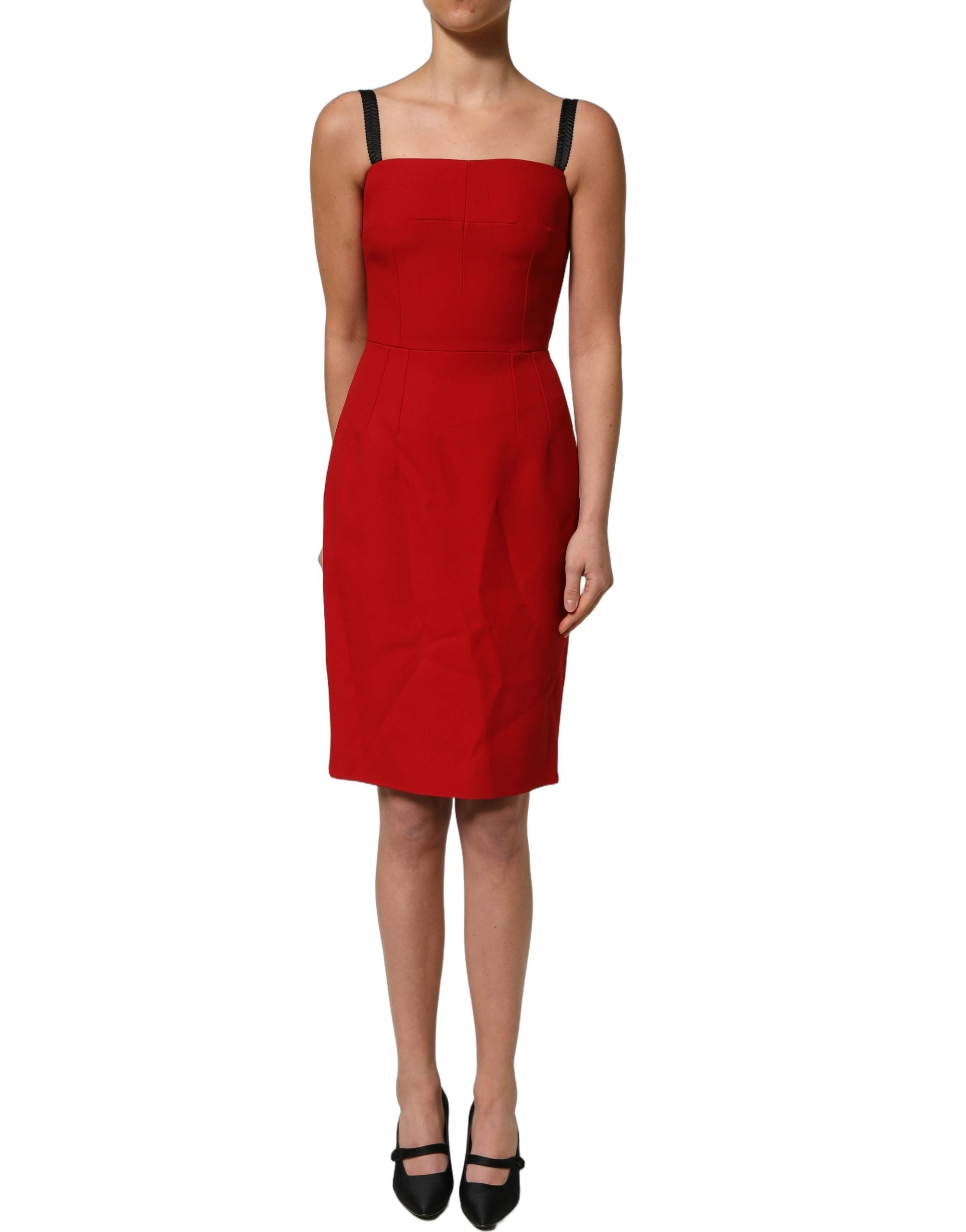 Dolce & Gabbana Red Stretch Bodycon Sheath Knee Length Women's Dress