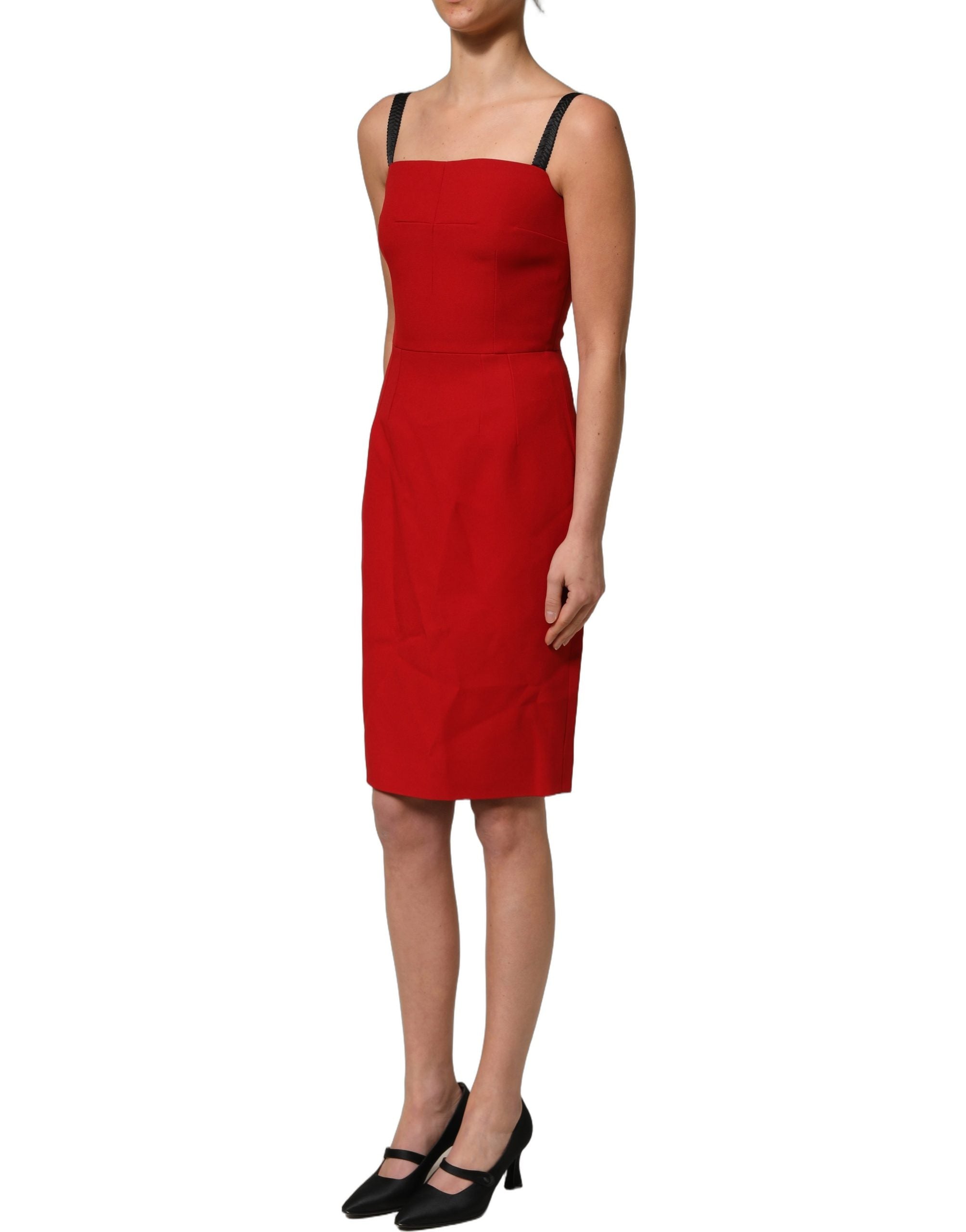 Dolce & Gabbana Red Stretch Bodycon Sheath Knee Length Women's Dress