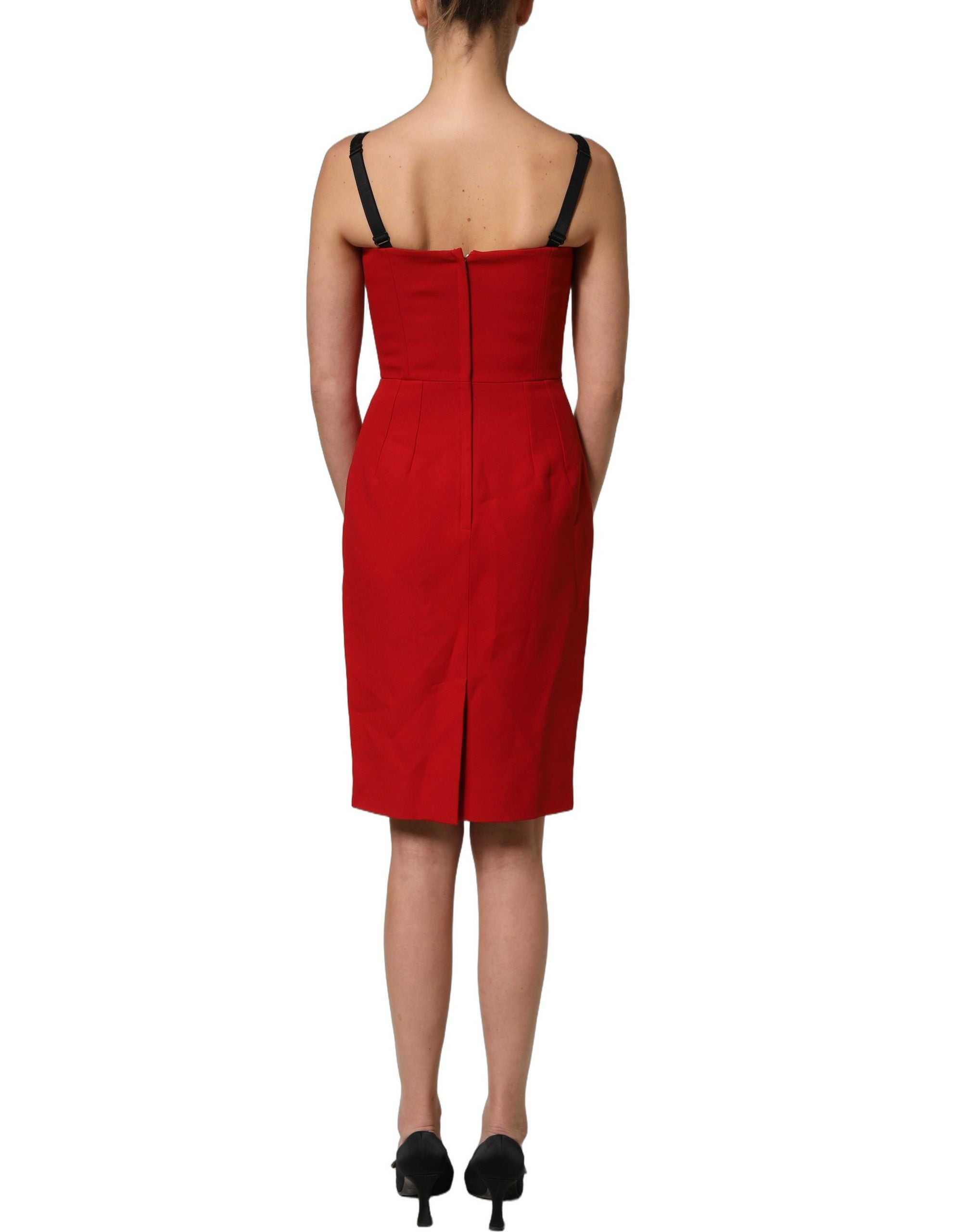 Dolce & Gabbana Red Stretch Bodycon Sheath Knee Length Women's Dress