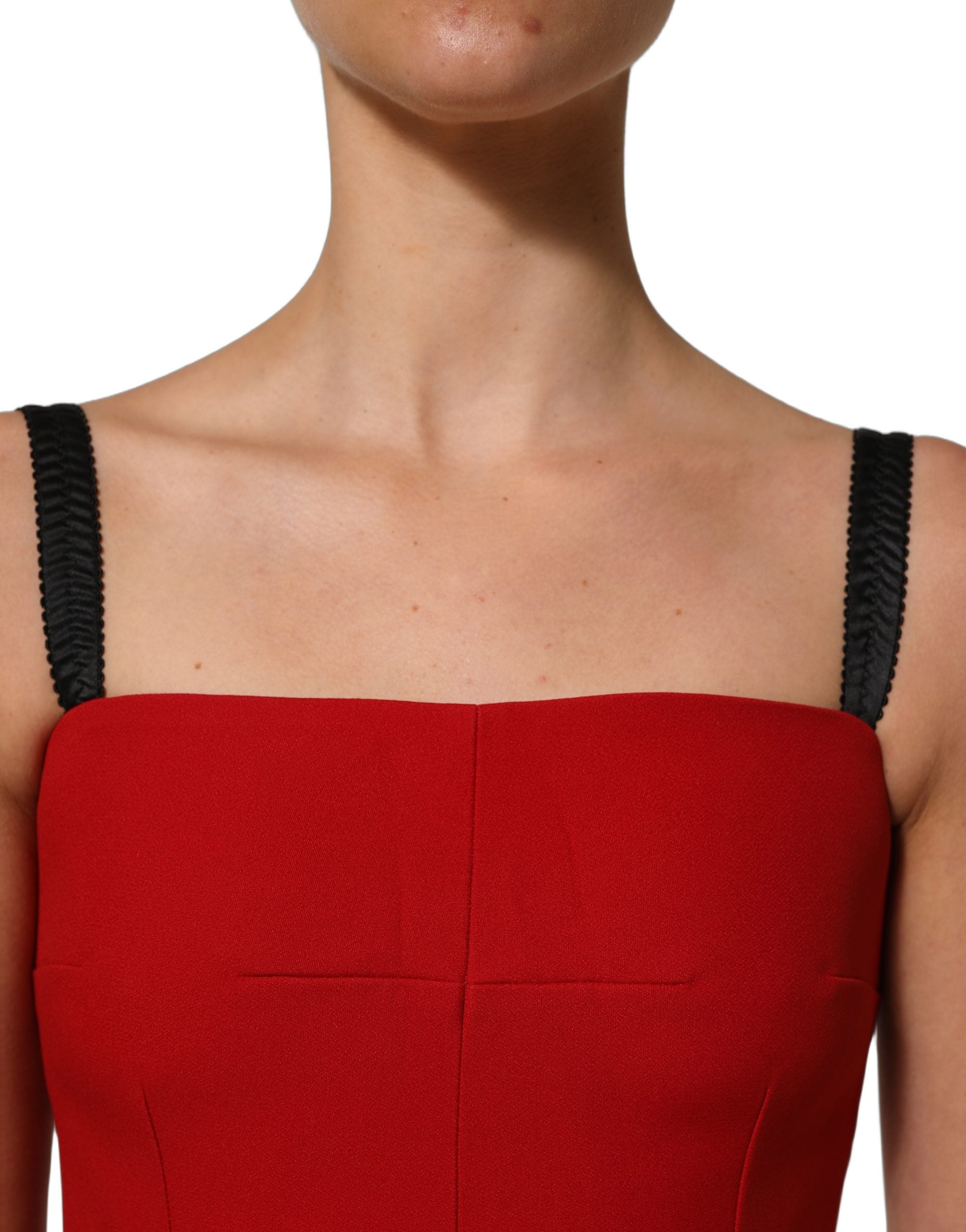 Dolce & Gabbana Red Stretch Bodycon Sheath Knee Length Women's Dress