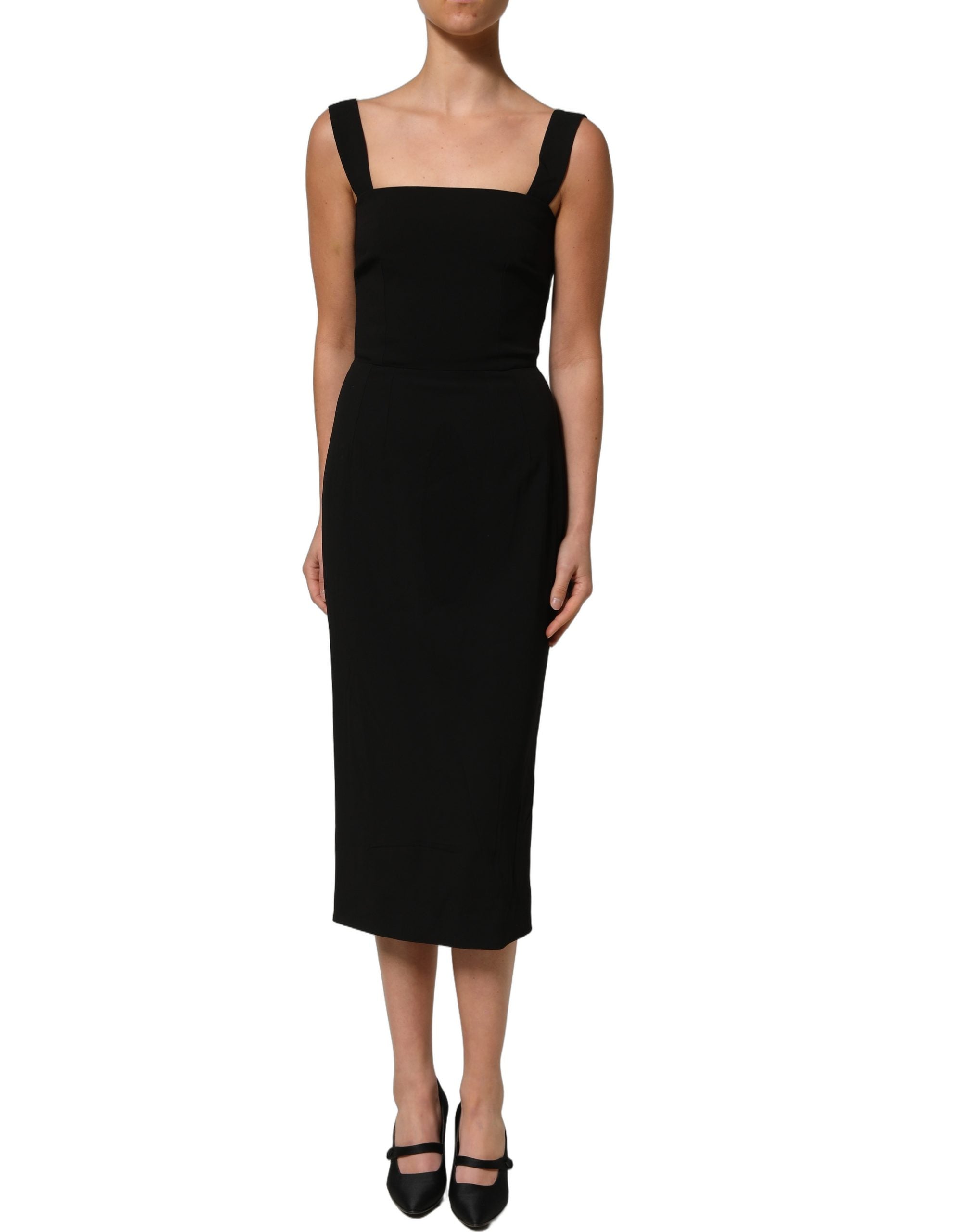 Dolce & Gabbana Black Viscose Stretch Sheath Midi Women's Dress