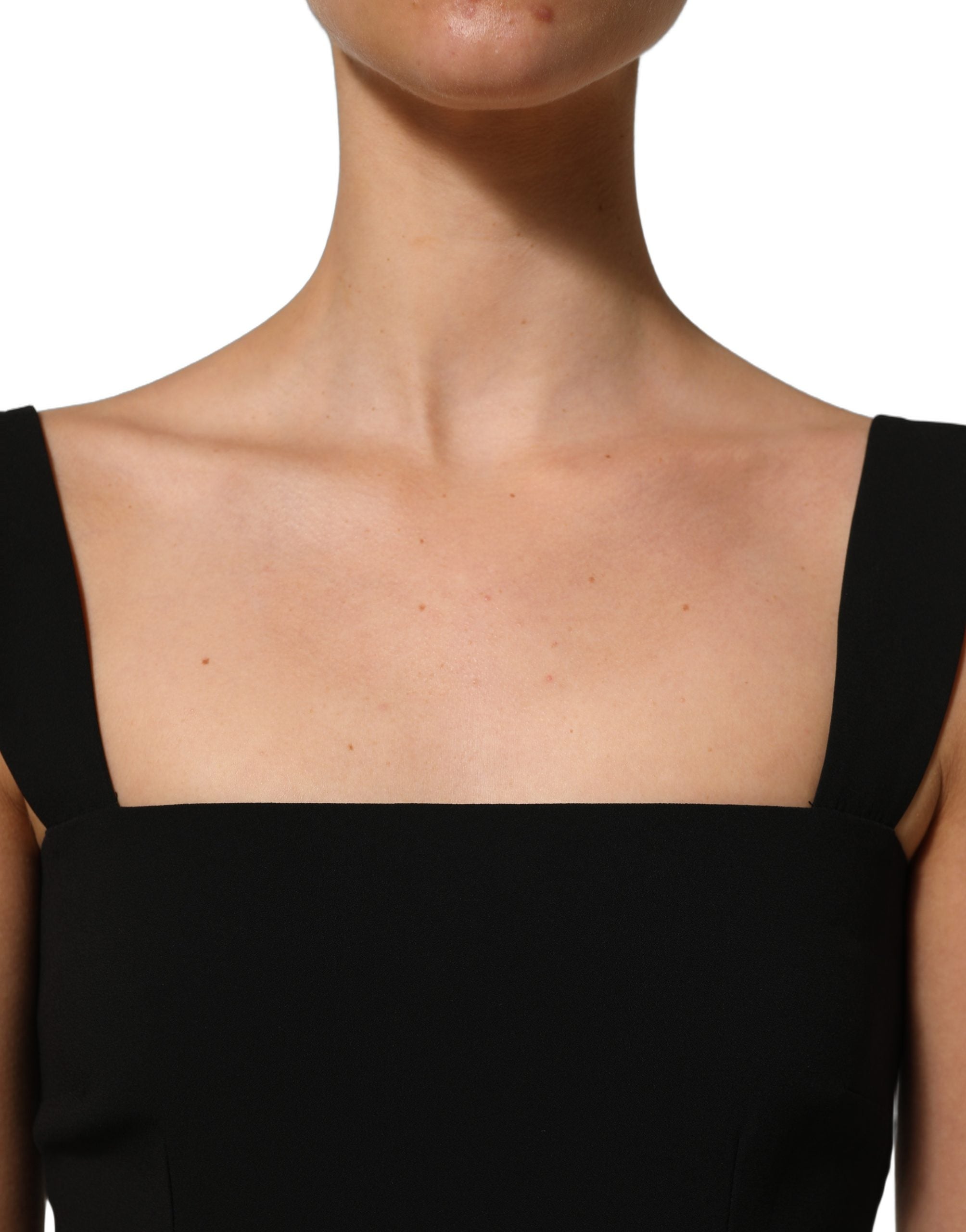 Dolce & Gabbana Black Viscose Stretch Sheath Midi Women's Dress