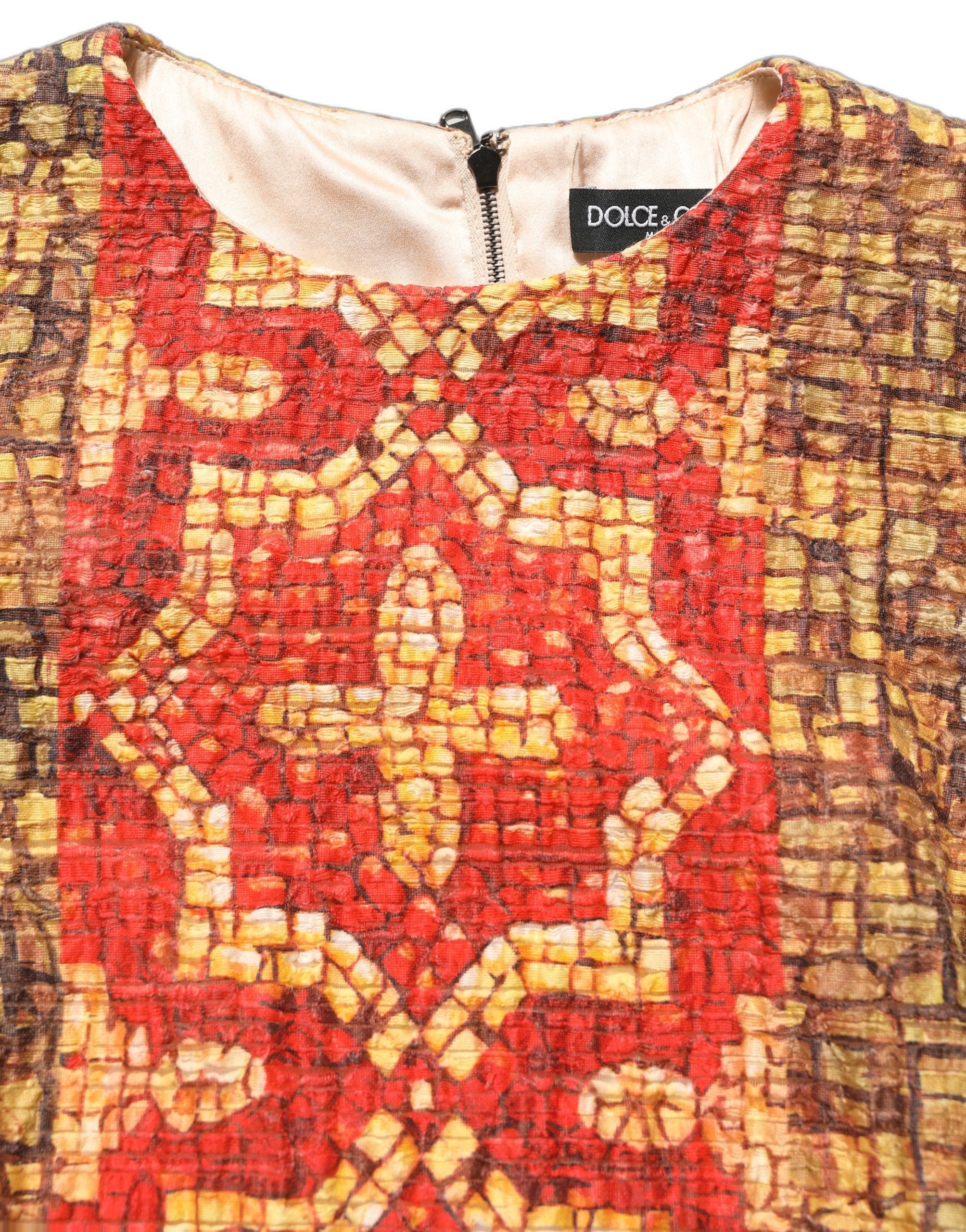 Dolce & Gabbana Multicolor Mosaic Long Sleeves Mini Women's Dress