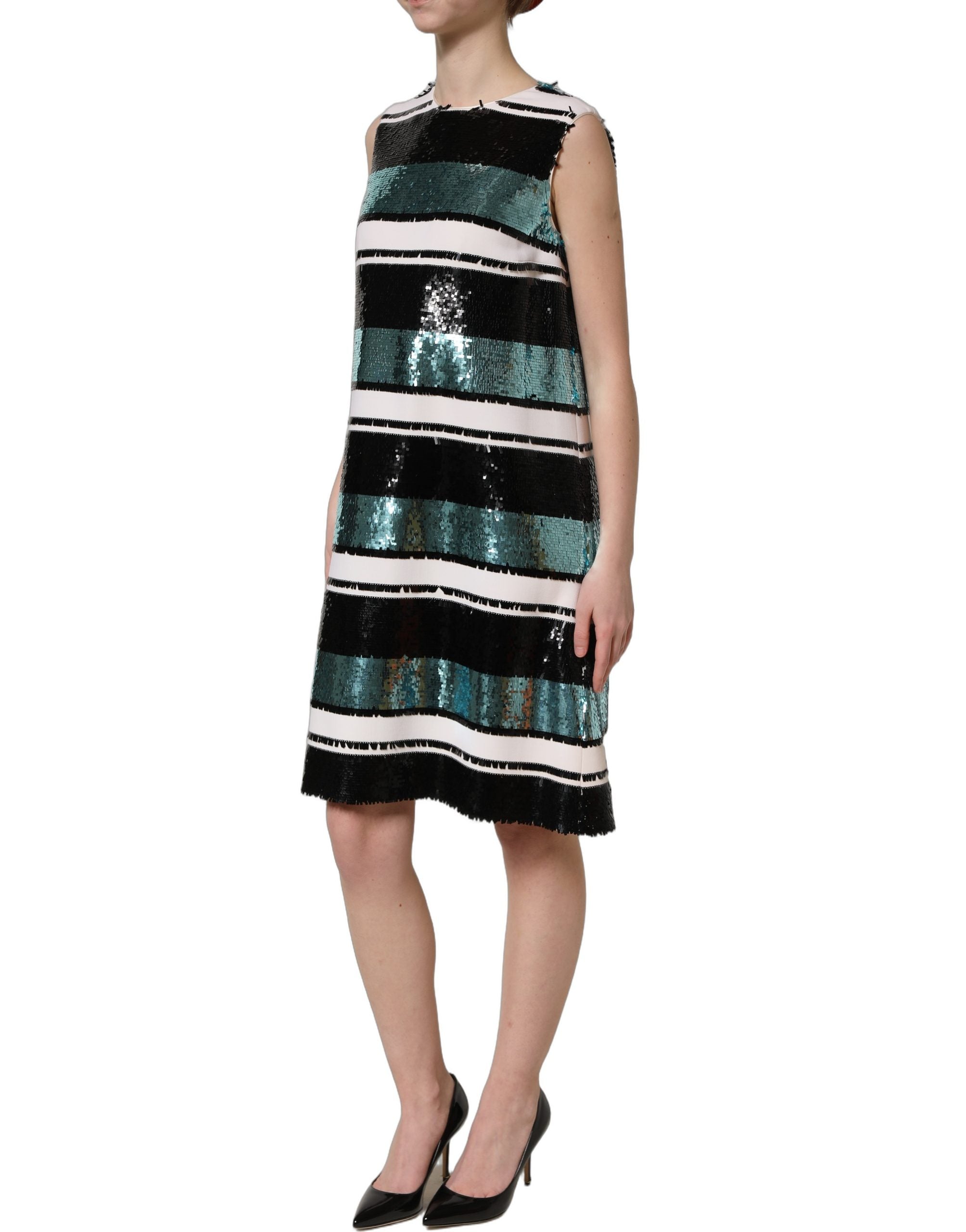 Dolce & Gabbana Multicolor Sequined Sleeveless Shift Women's Dress
